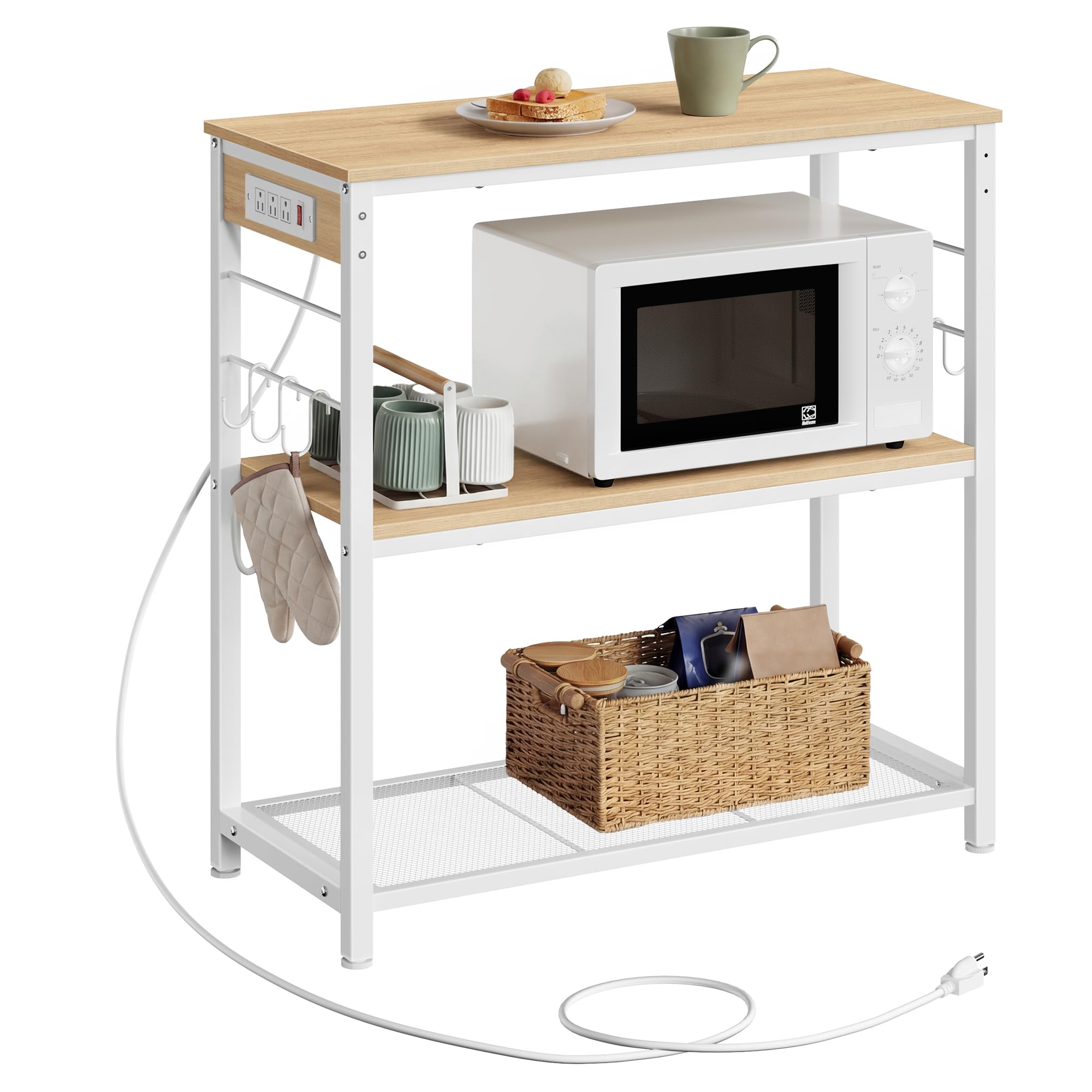 VASAGLE Kitchen Island with Power Strip