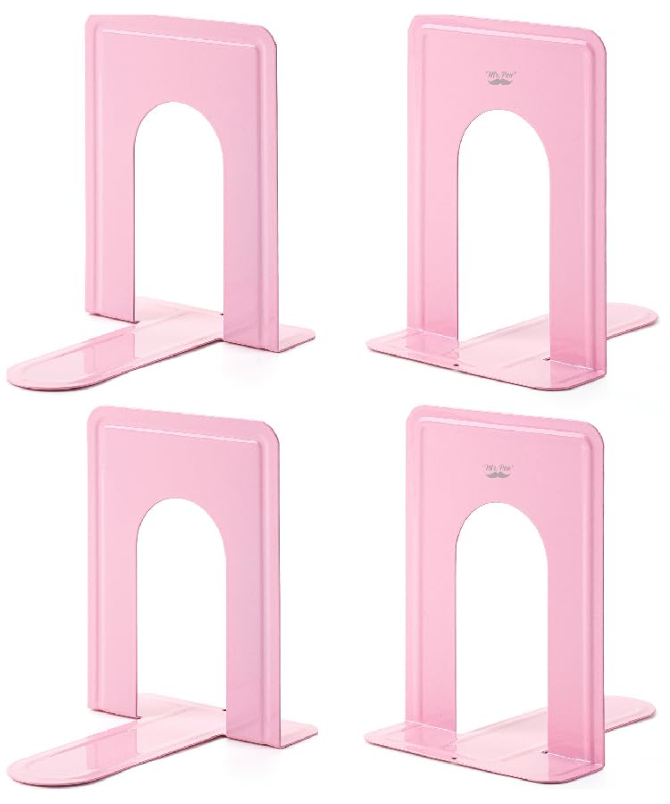 Mr. Pen Light Pink Metal Bookends, 4-Pack