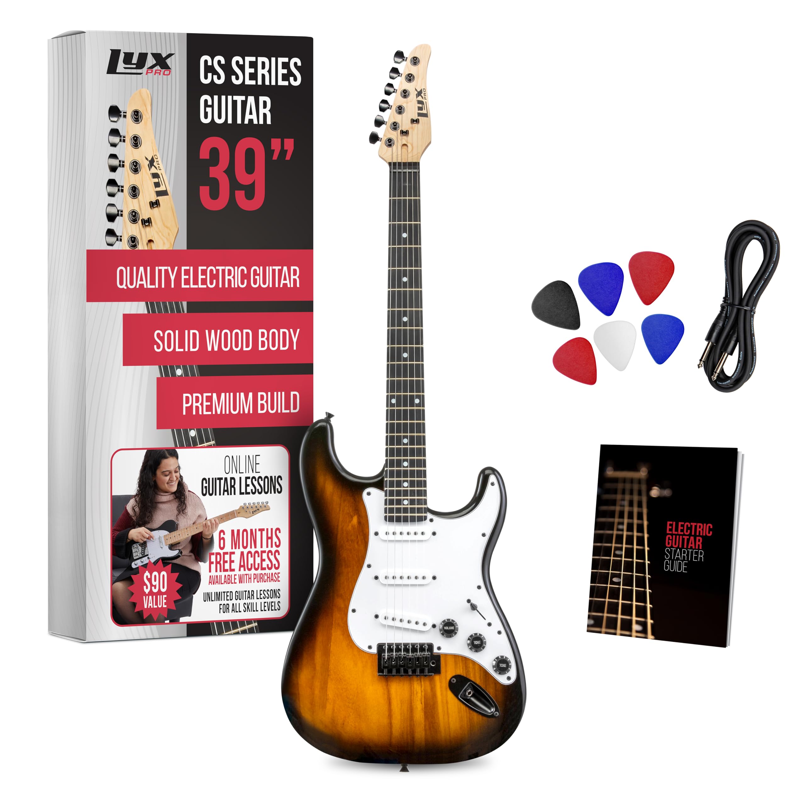 LyxPro CS 39” Electric Guitar Kit – Sunburst