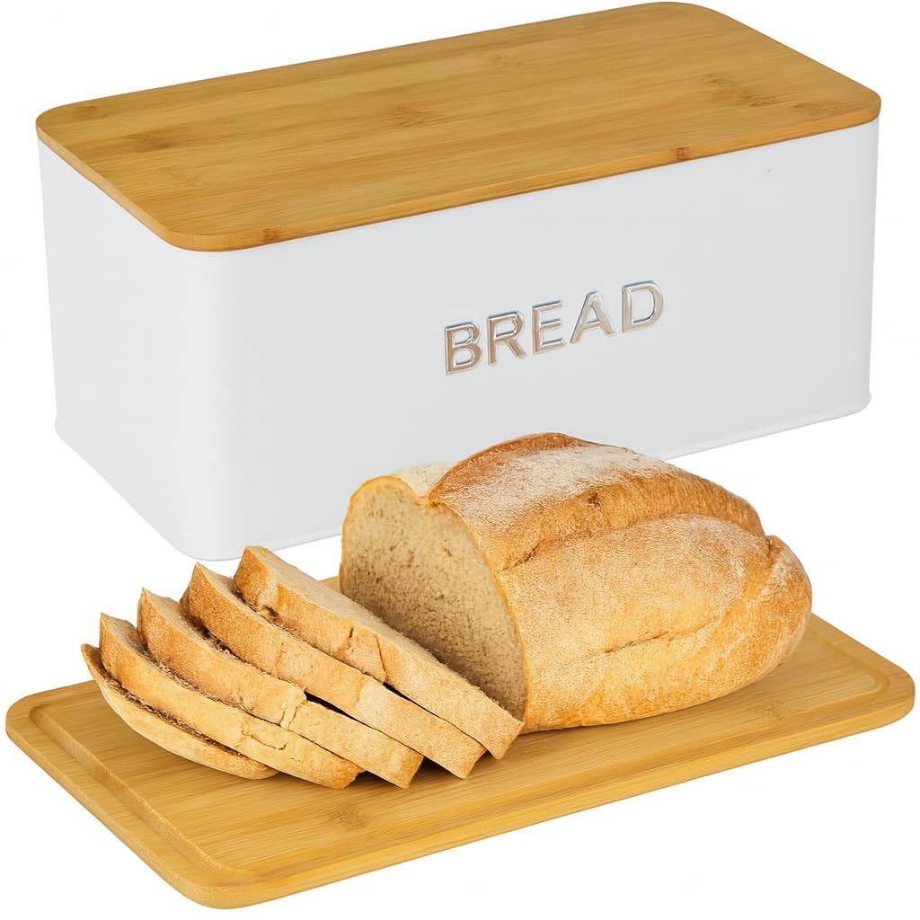 Culinary Couture Bread Box with Bamboo Cutting Board Lid