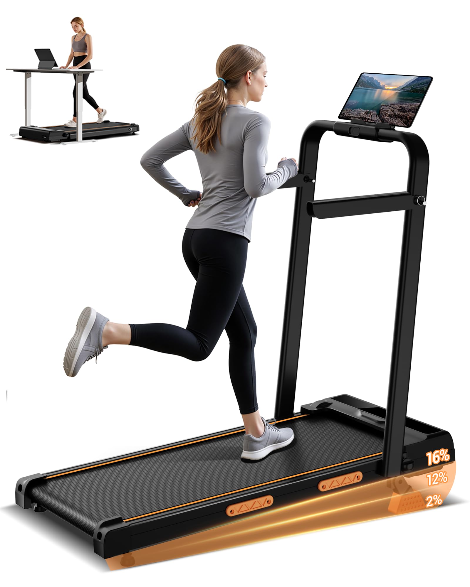 LONTEK Walking Pad with 15% Incline
