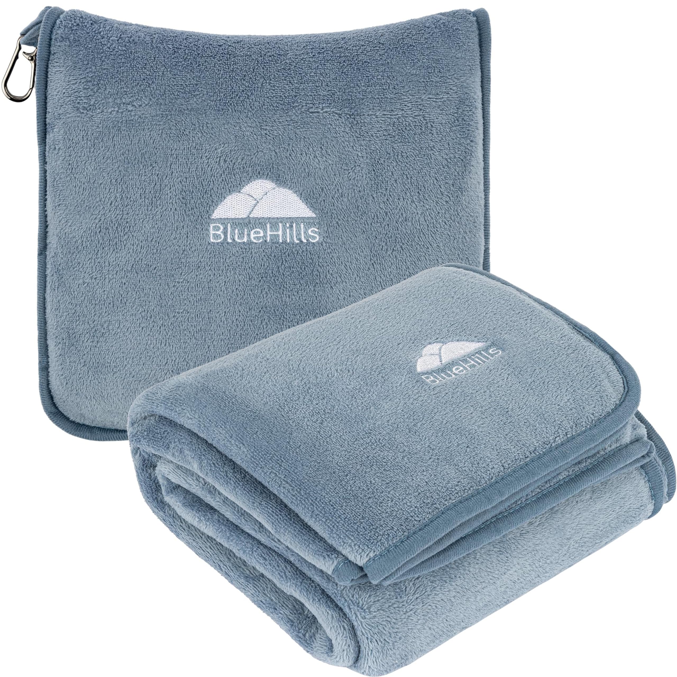 BlueHills Long Travel Blanket Pillow, Grayish Blue
