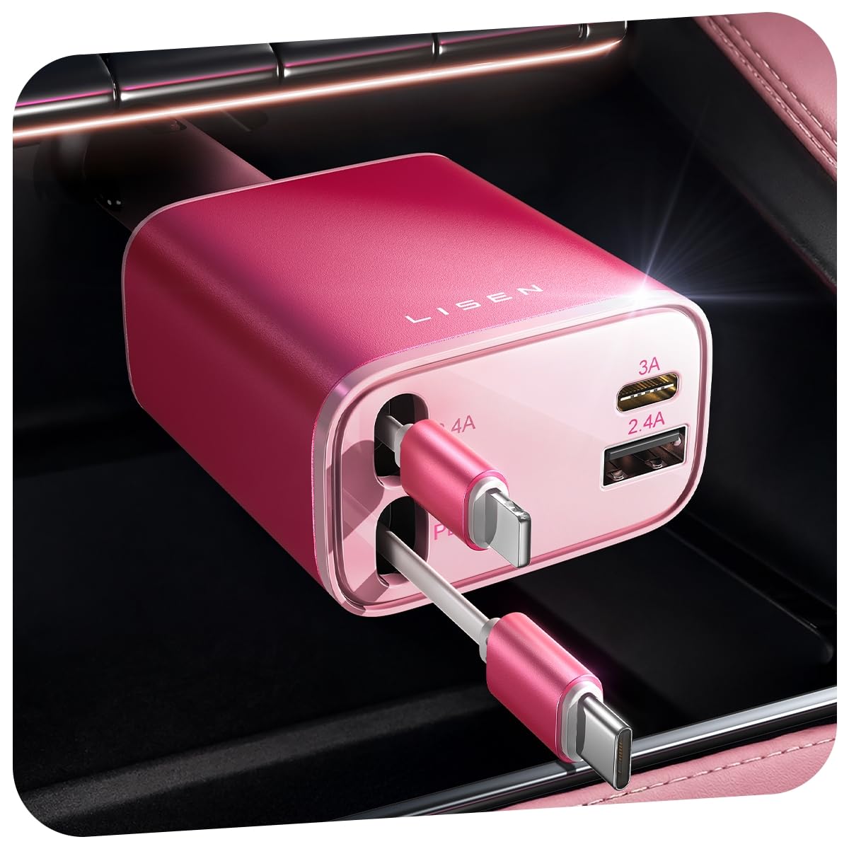 LISEN Retractable 4-in-1 Car Charger