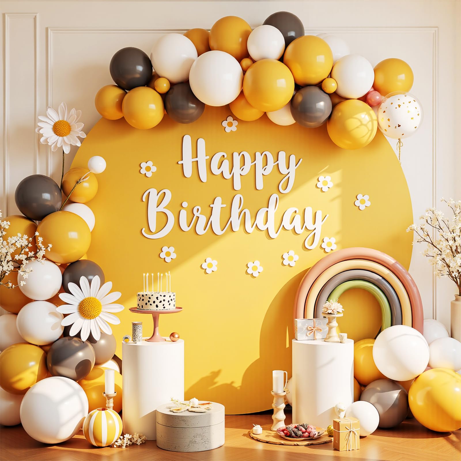 Gallety 7.2FT Yellow Round Backdrop Cover