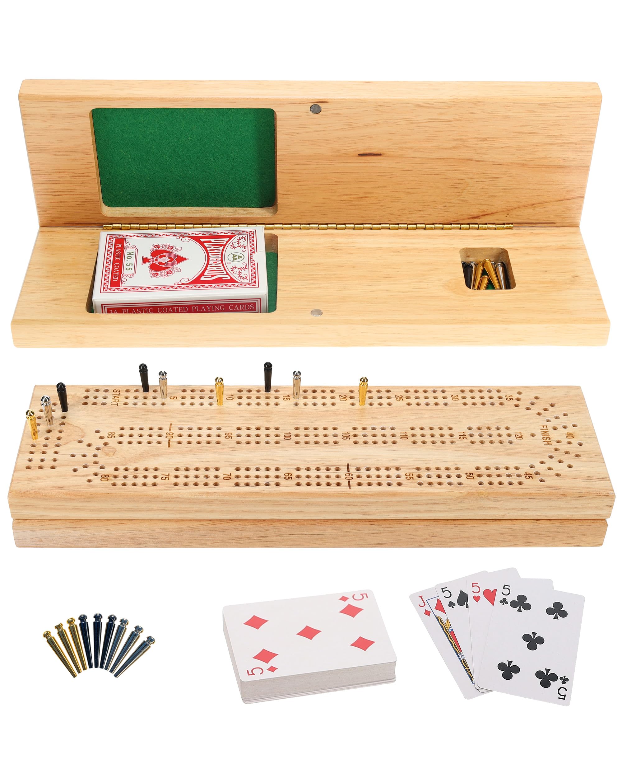 WE Games Wooden Cribbage Board Game Set