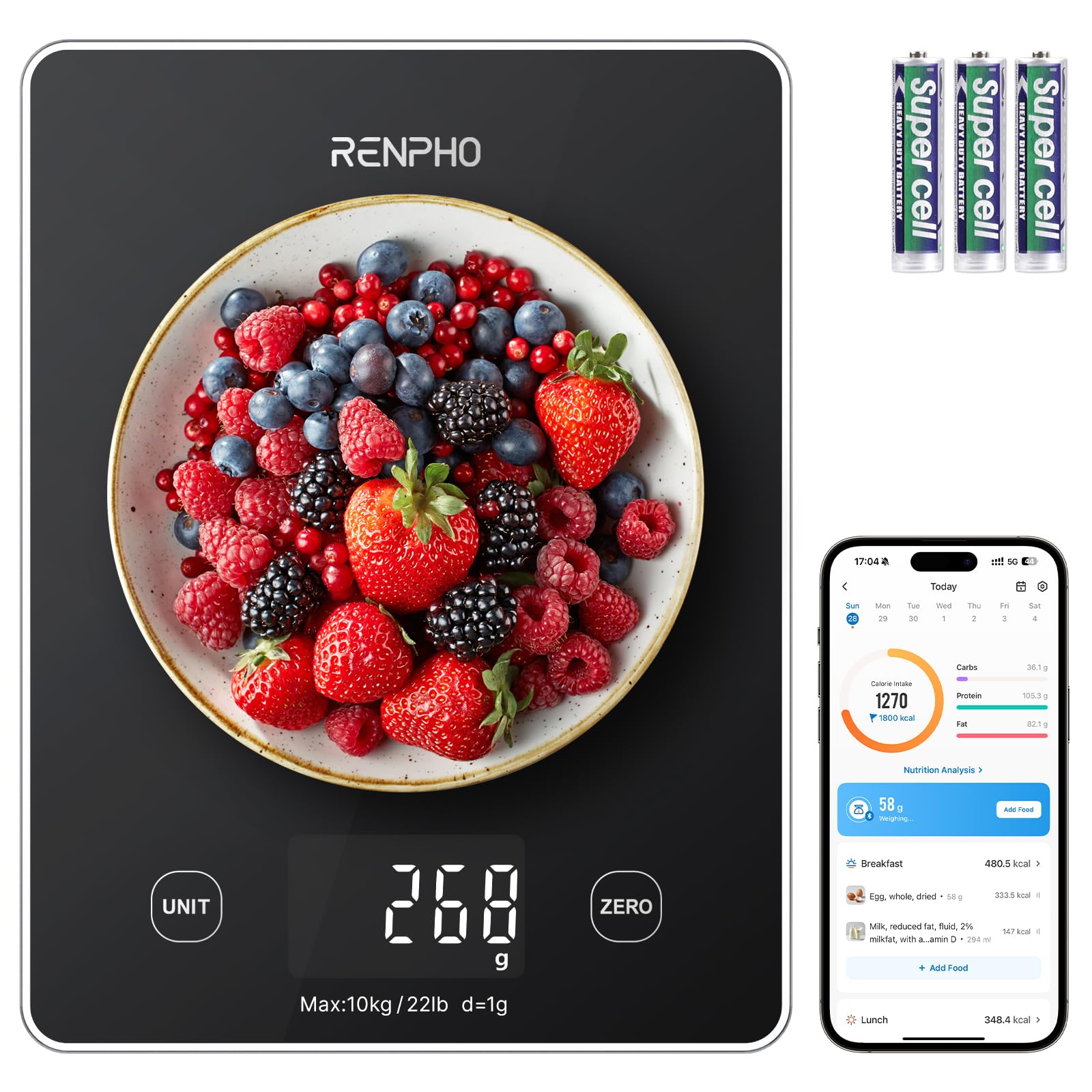 RENPHO Digital Kitchen Scale 22lb