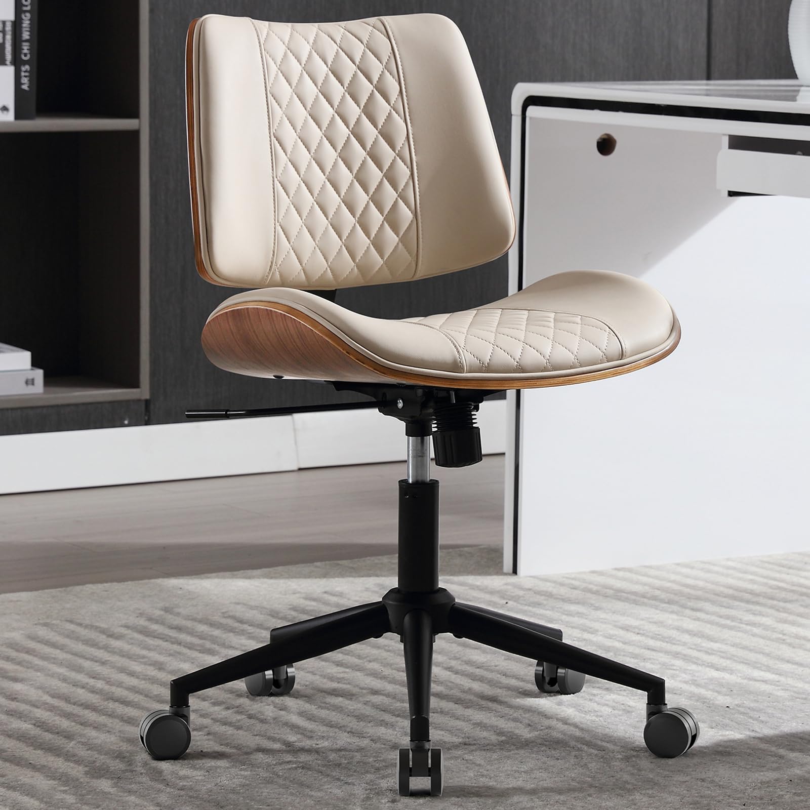 BERYTH Armless Walnut-Style Office Chair
