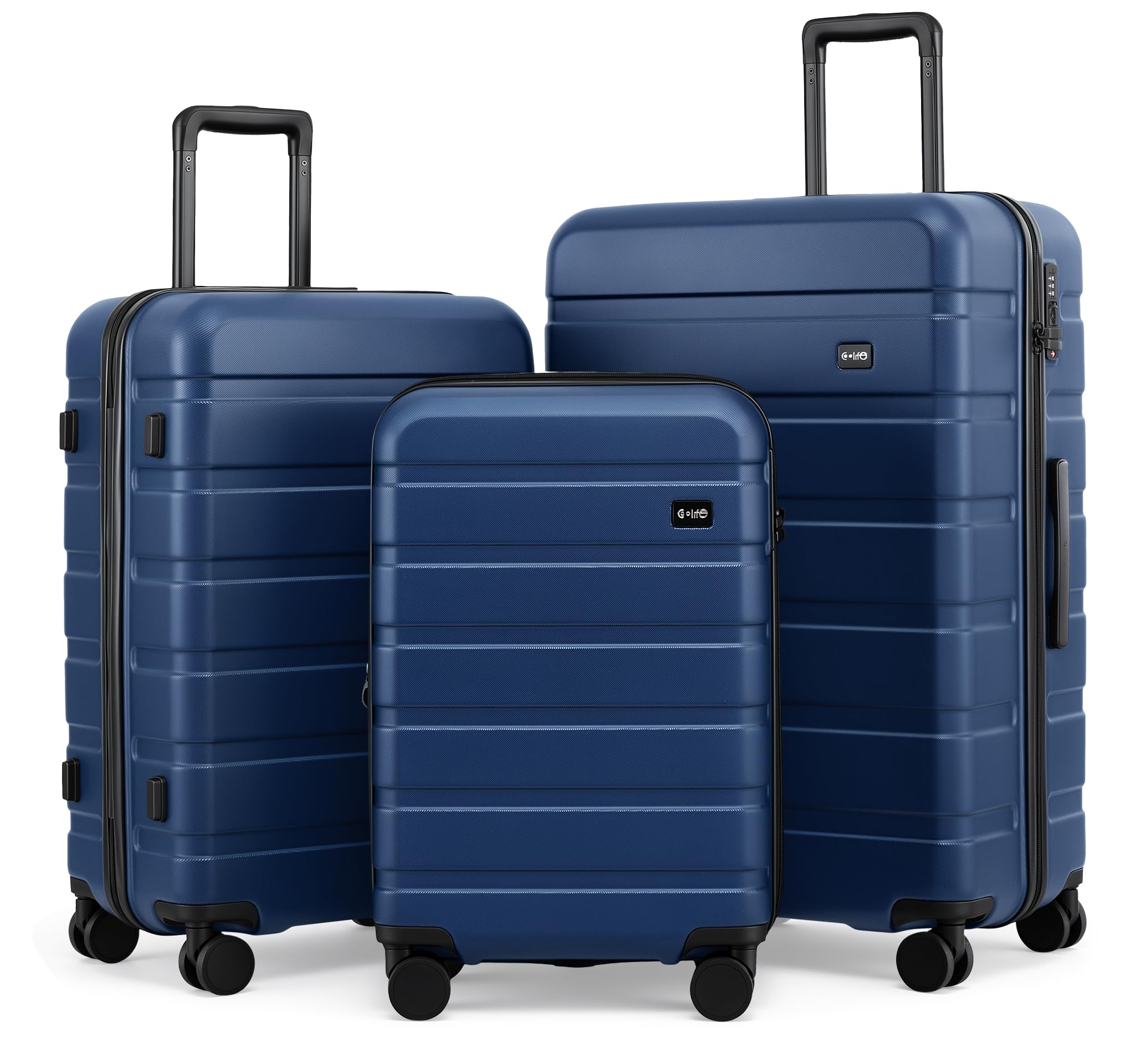Coolife 3-Piece Navy Blue Luggage Set