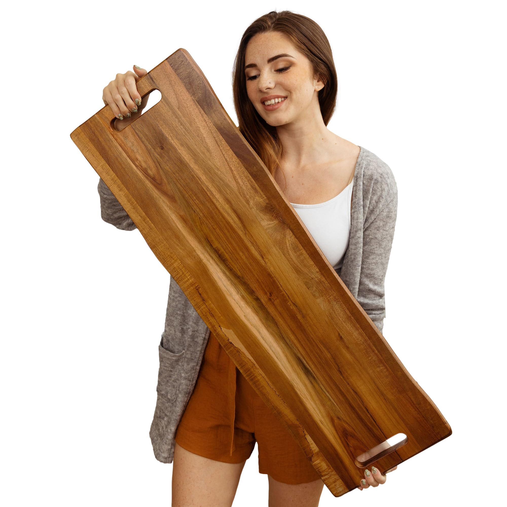 Acacia Wood Serving Board with Handles