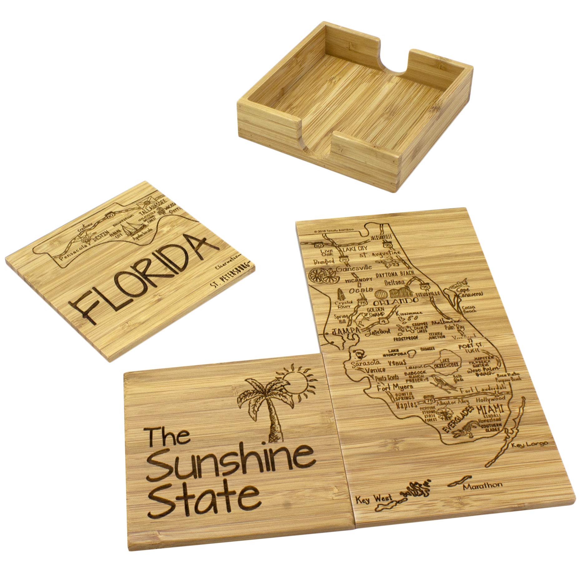 Totally Bamboo Florida Puzzle Coaster Set