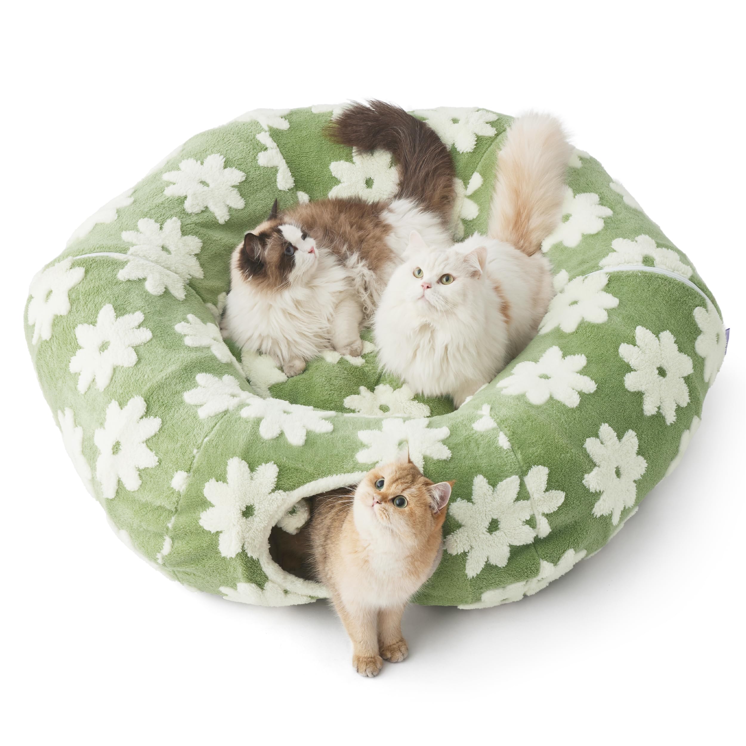 Lesure Donut Cat Tunnel Bed, Green