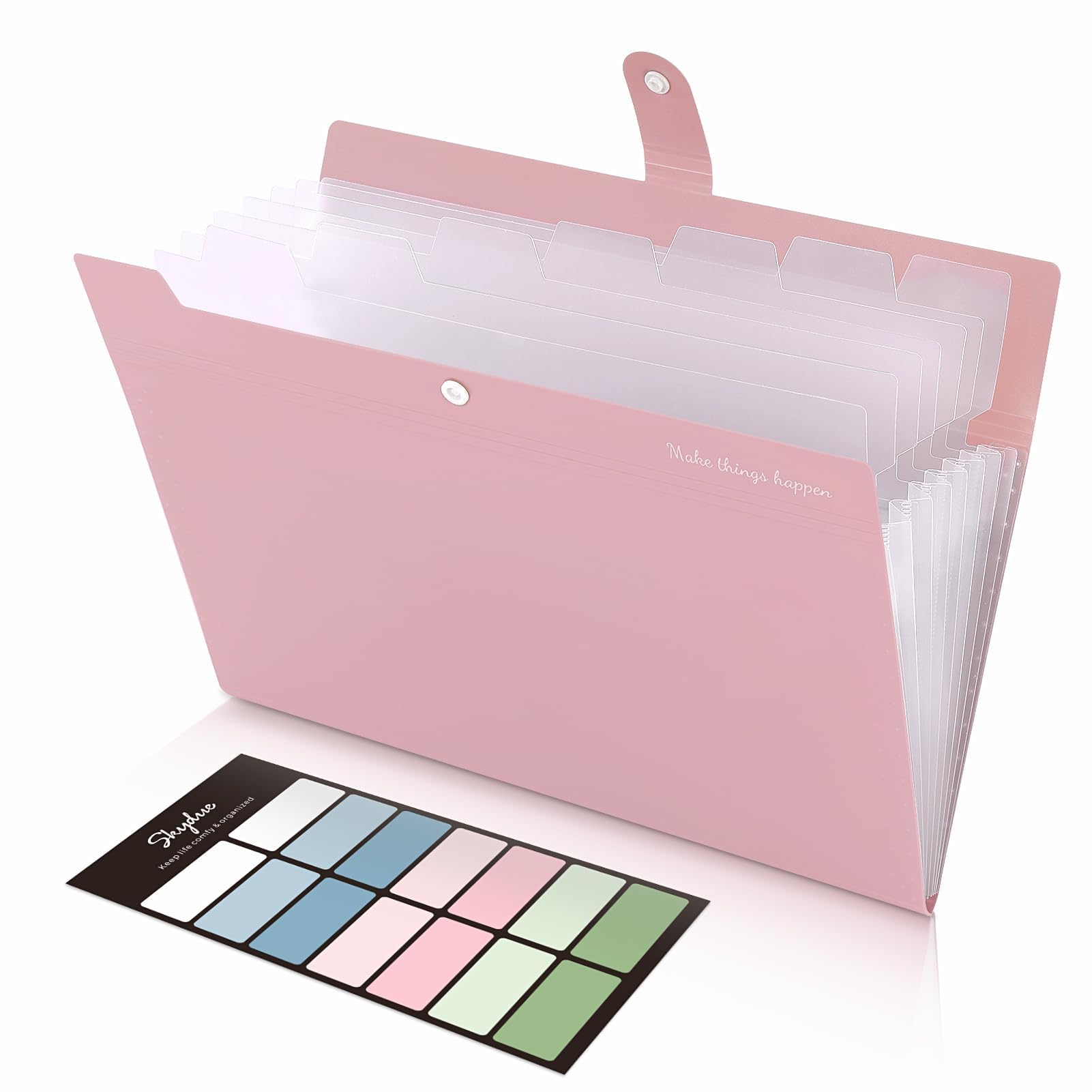 SKYDUE 8-Pocket Expanding File Folder, Pink