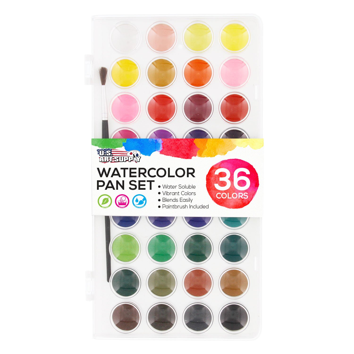 U.S. Art Supply 36 Color Watercolor Artist Paint Set