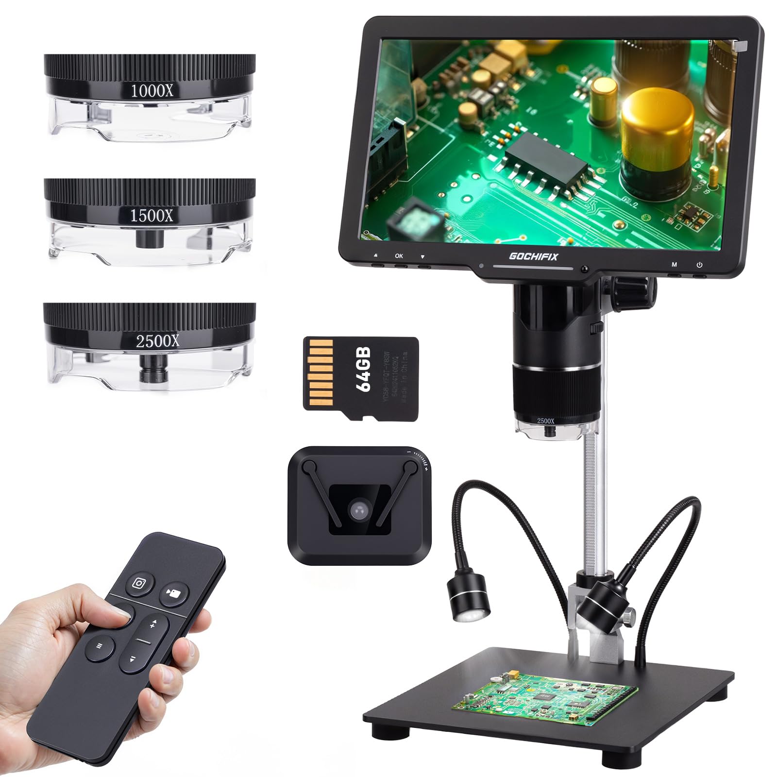 GOCHIFIX 10.1-inch 3-Lens Digital Microscope