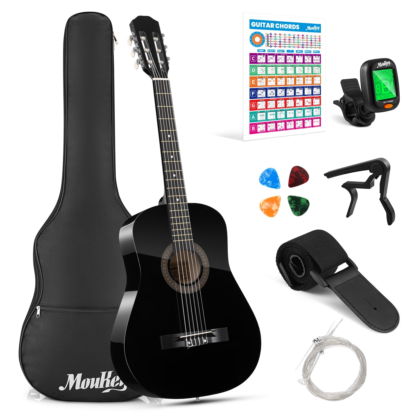 Moukey 38" Acoustic Guitar for Beginners