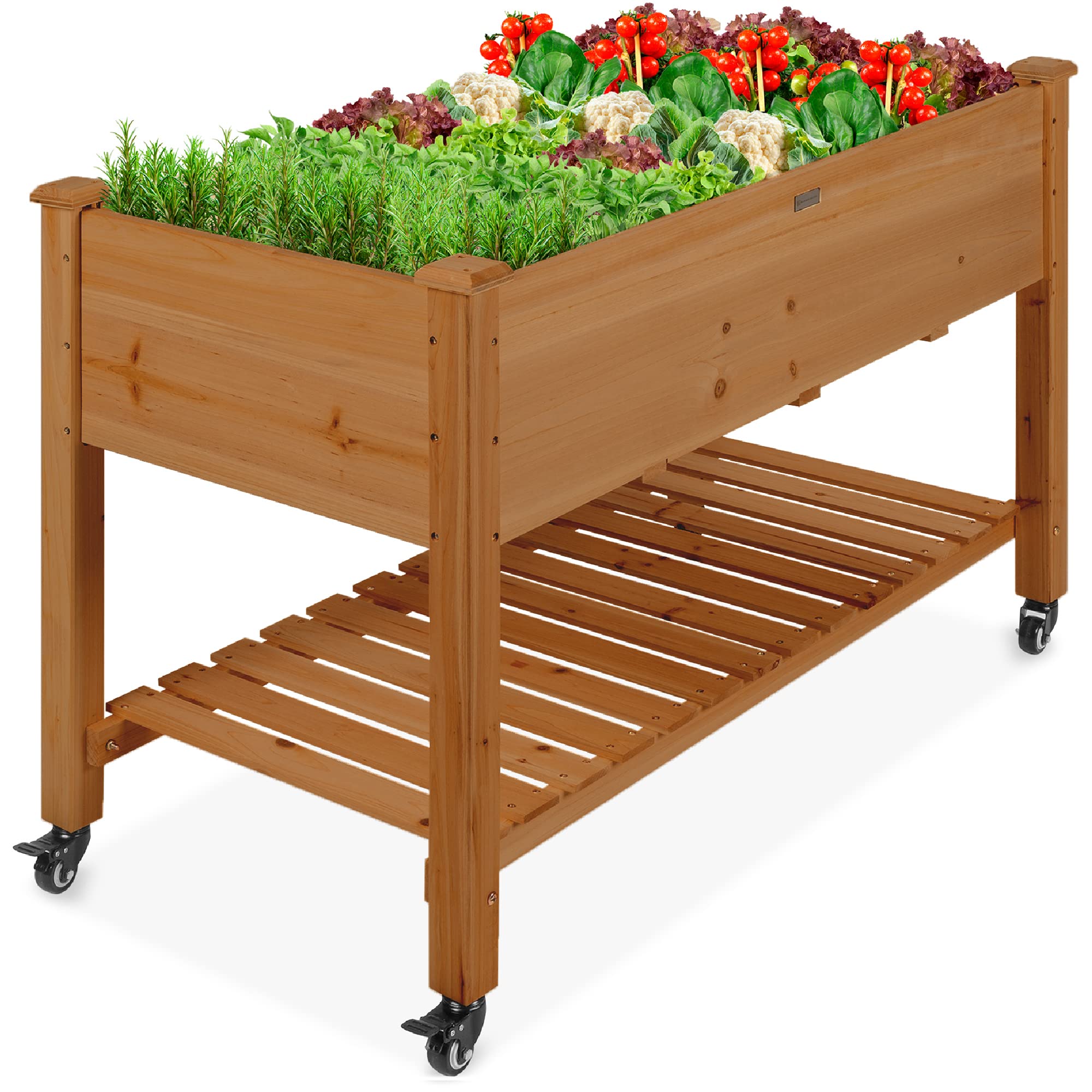 Best Choice Products Raised Garden Bed 48x24x32-inch Mobile Elevated Wood Planter