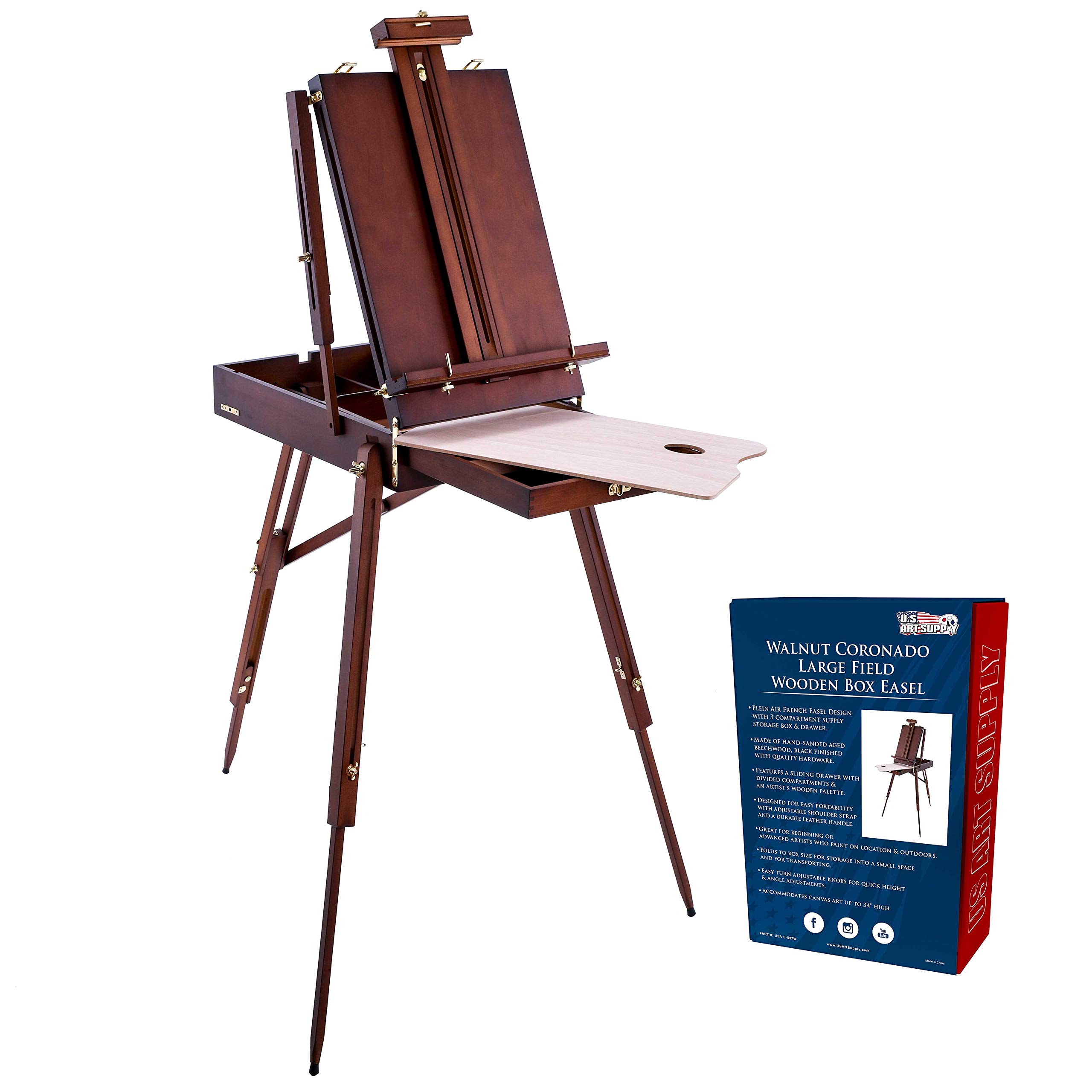 U.S. Art Supply Large Walnut French Easel