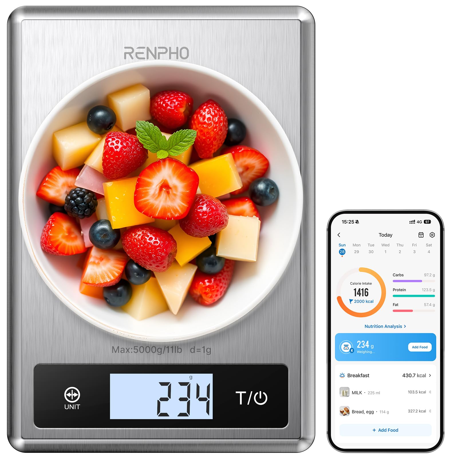 RENPHO Rechargeable Smart Food Scale with Nutrition Calculator