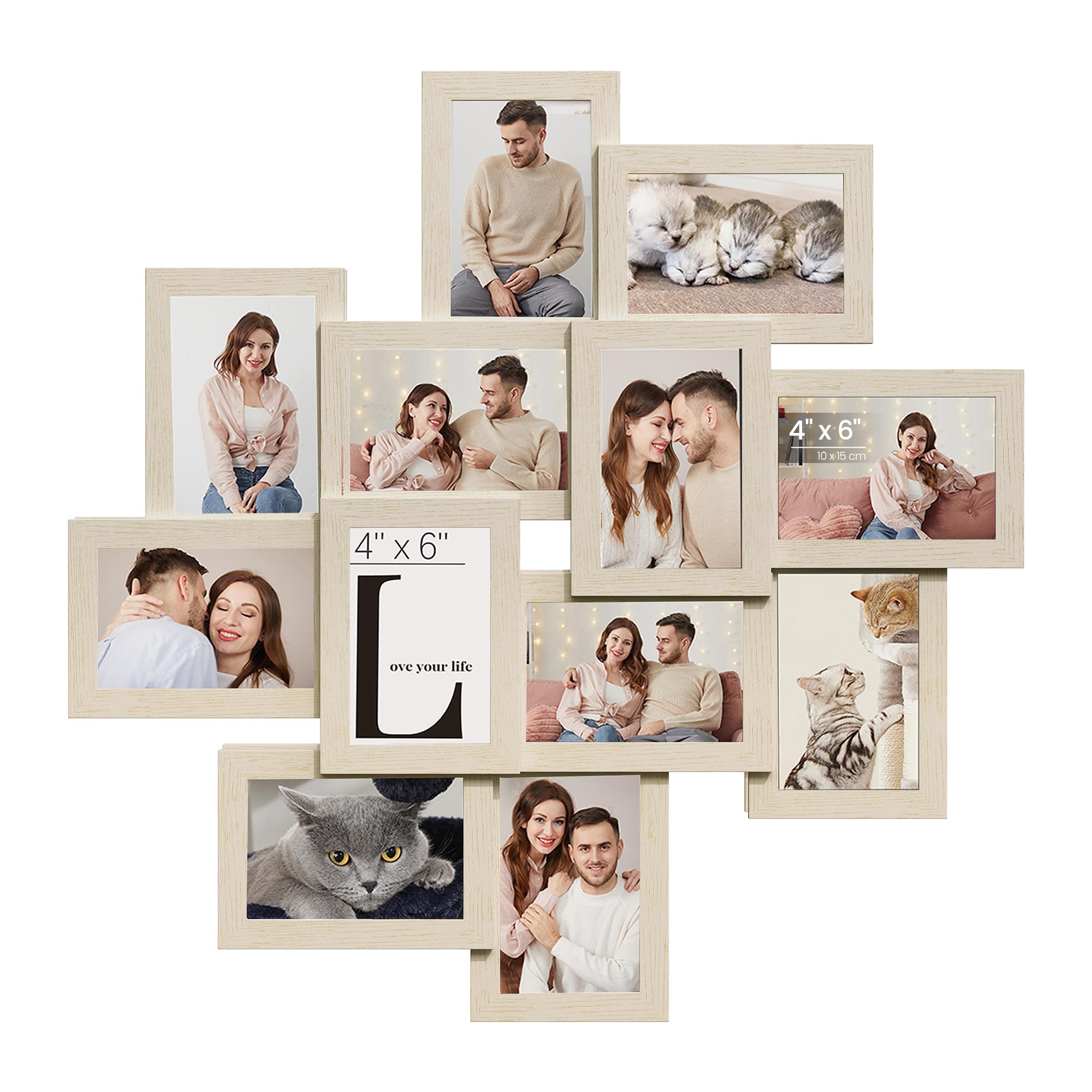 SONGMICS 12-Frame 4x6 Collage, Natural Beige