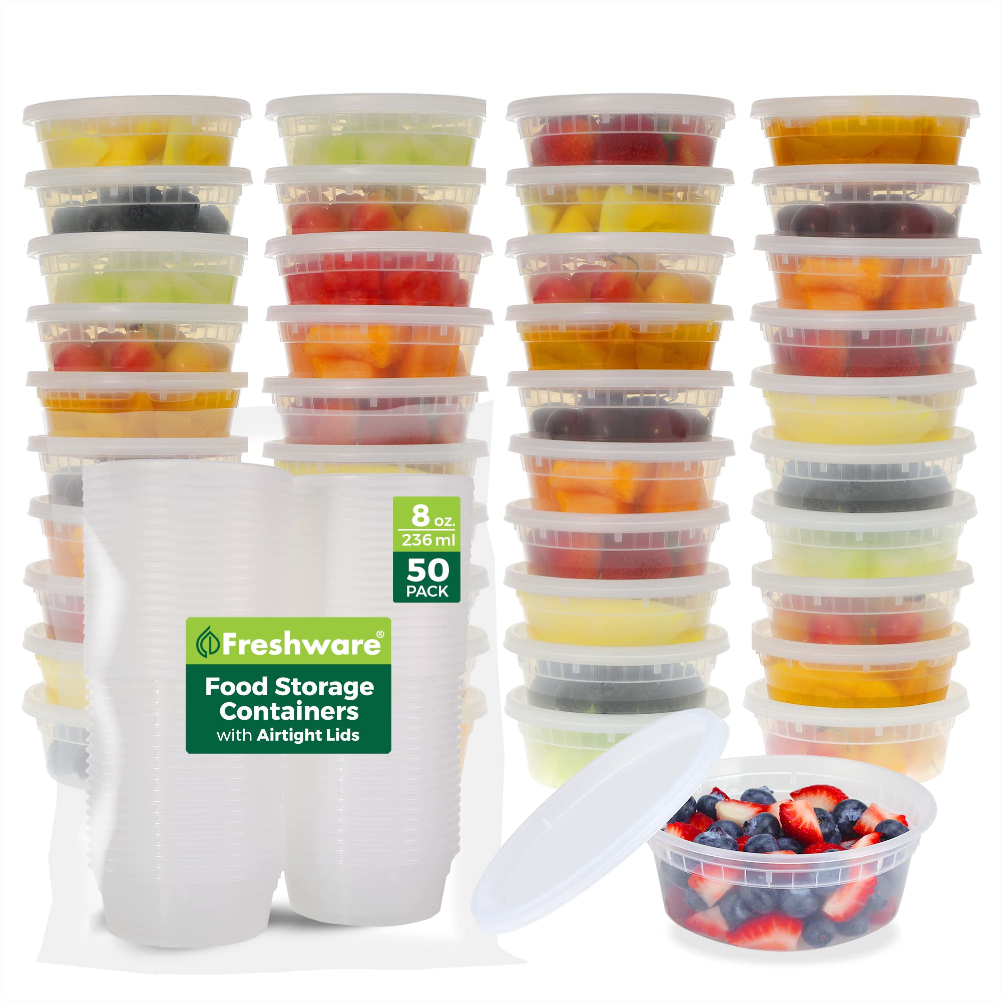Freshware 8 oz Deli Containers, 50-Pack