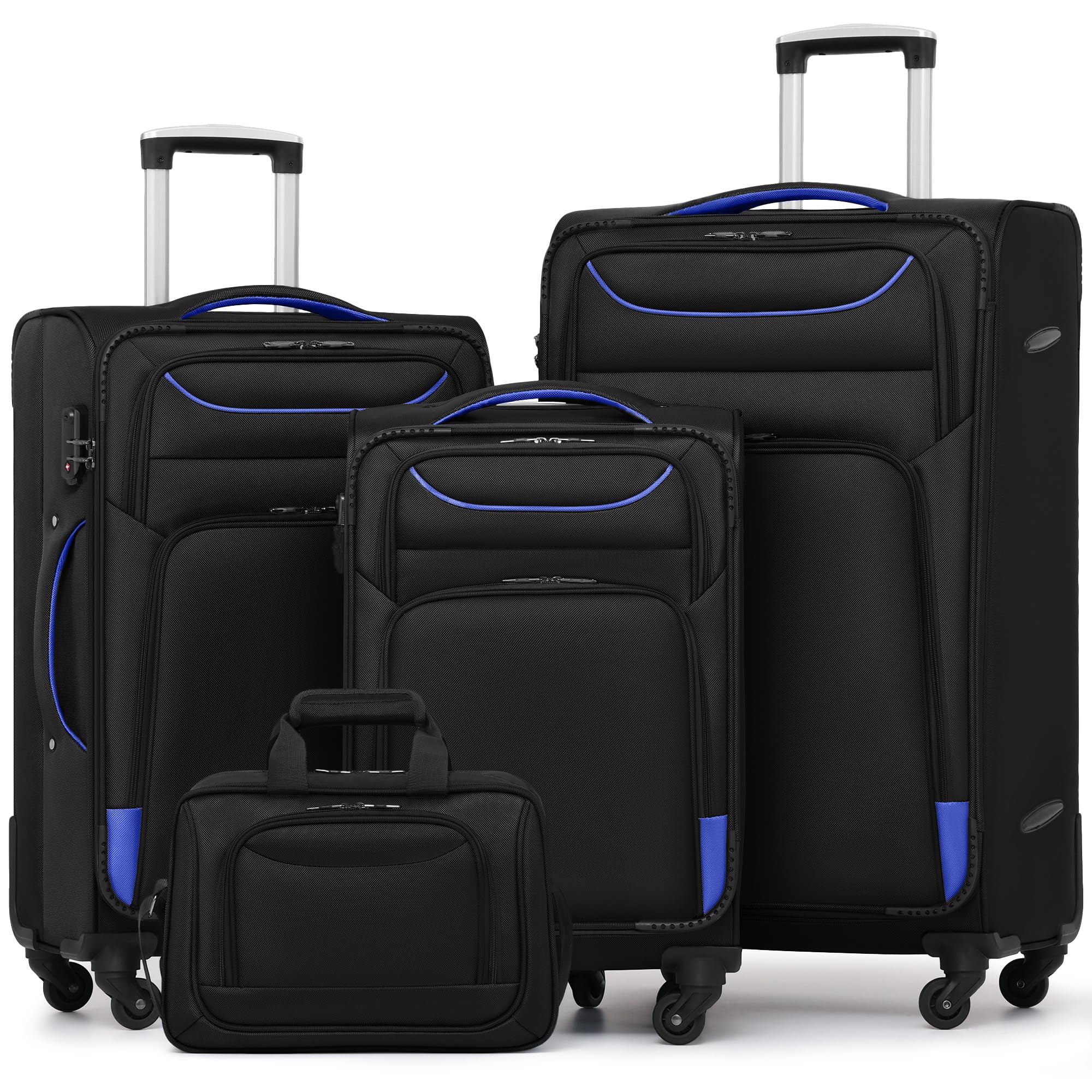 Coolife Luggage 4 Piece Set Suitcase TSA Lock Spinner Softshell