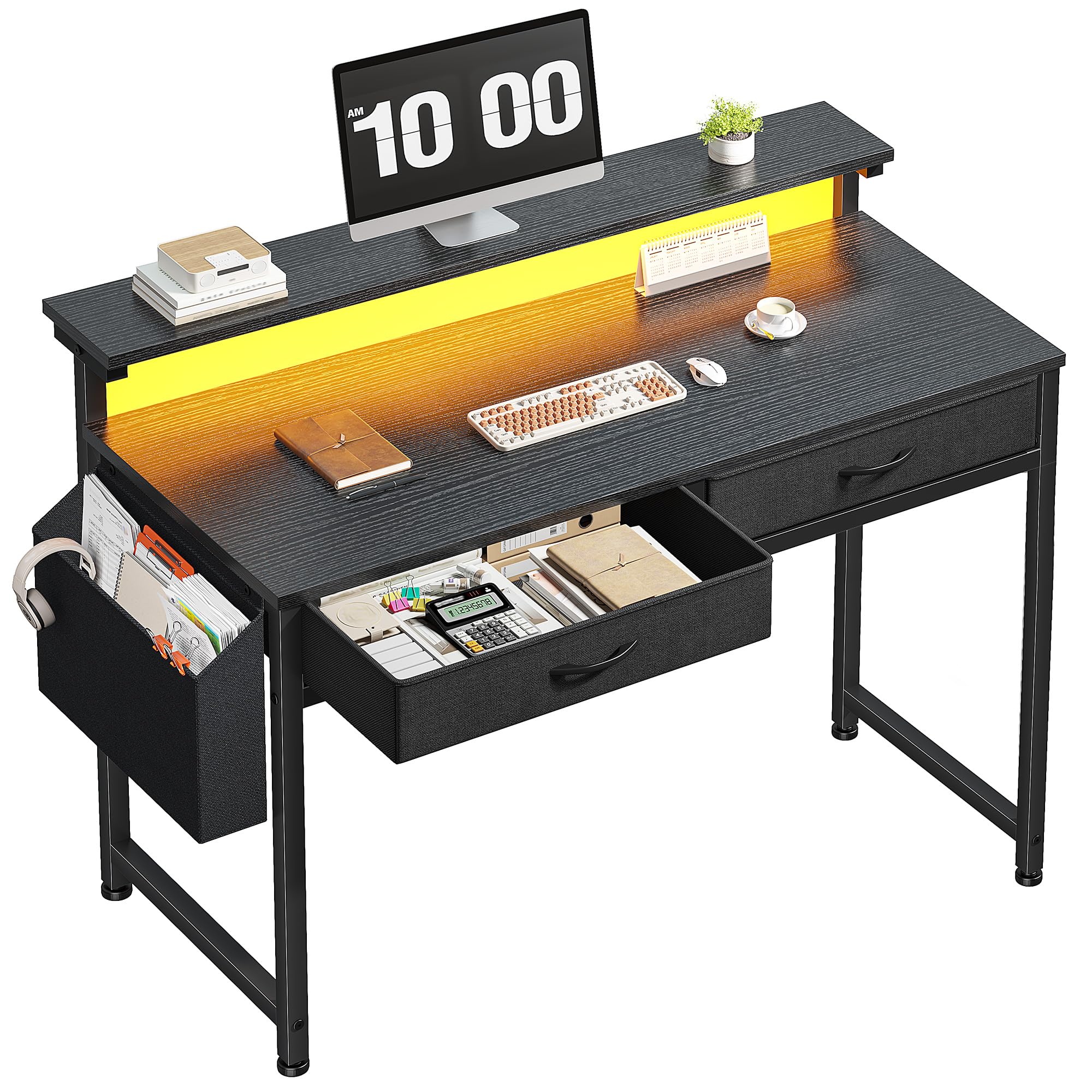 DurayLoly 39.4-Inch Desk with LED Lights