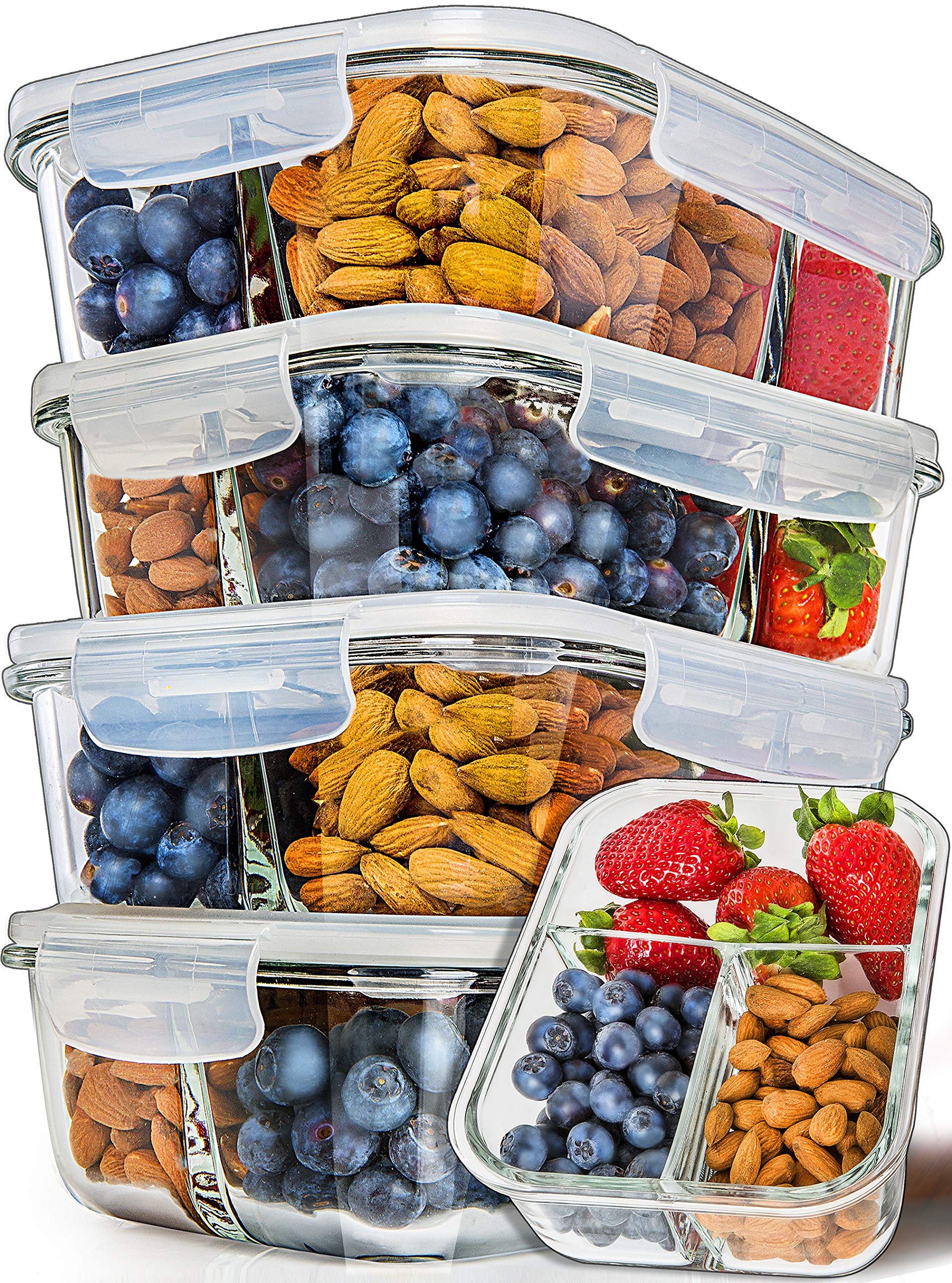 PrepNaturals 5-Pack 34 Oz Glass Meal Prep Containers