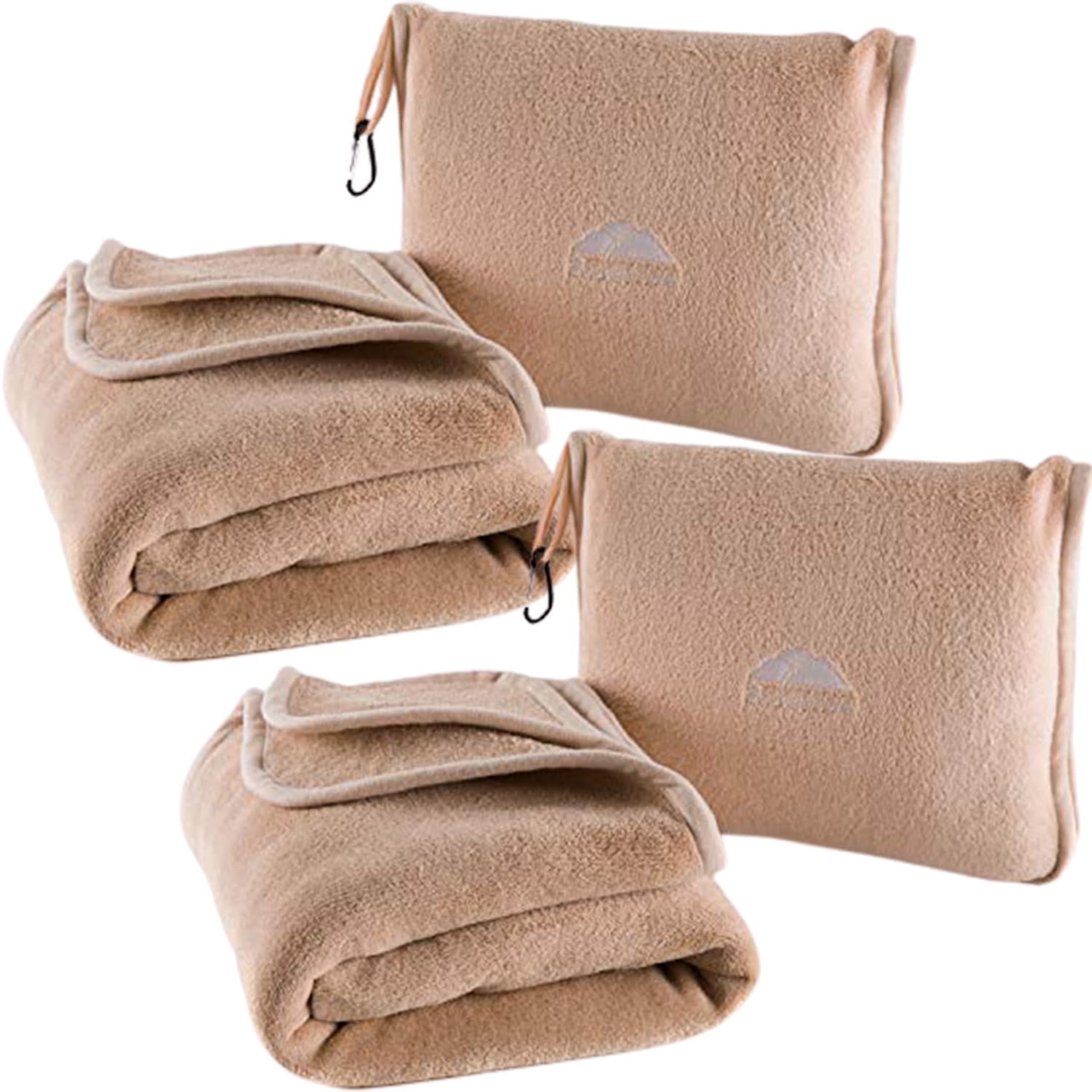 BlueHills Travel Blanket and Pillow Set, 2-Pack