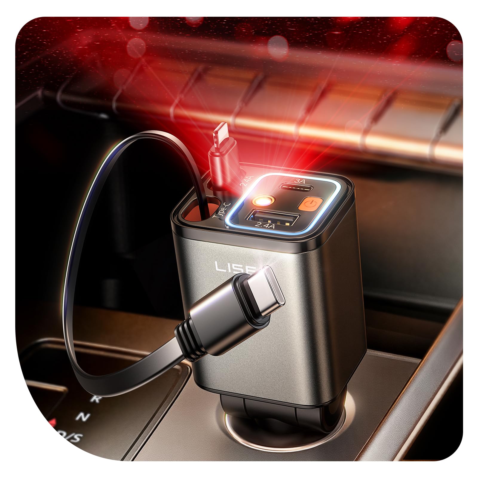 LISEN 75W Starlight Retractable Charger