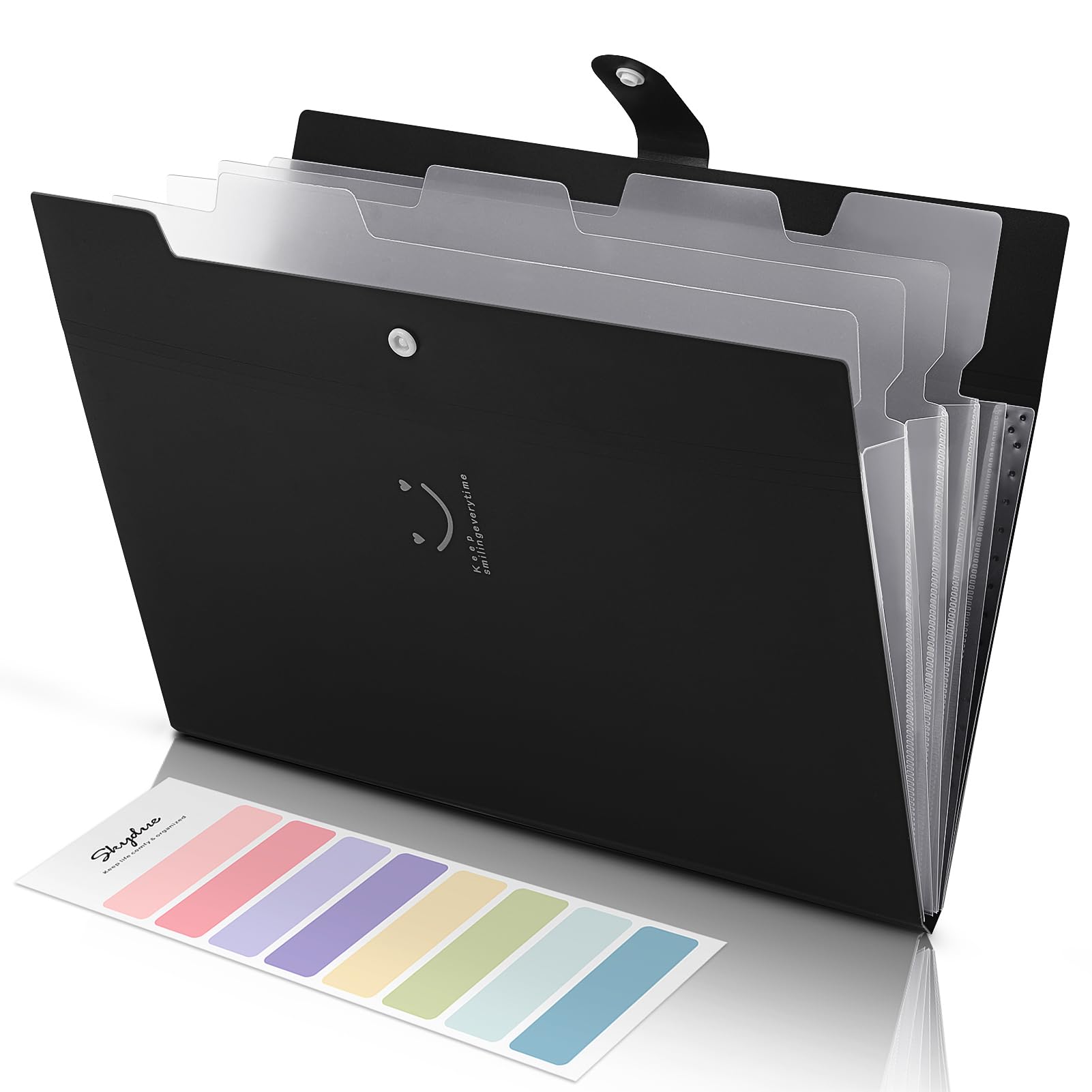 SKYDUE 5-Pocket File Folder with 8 Labels