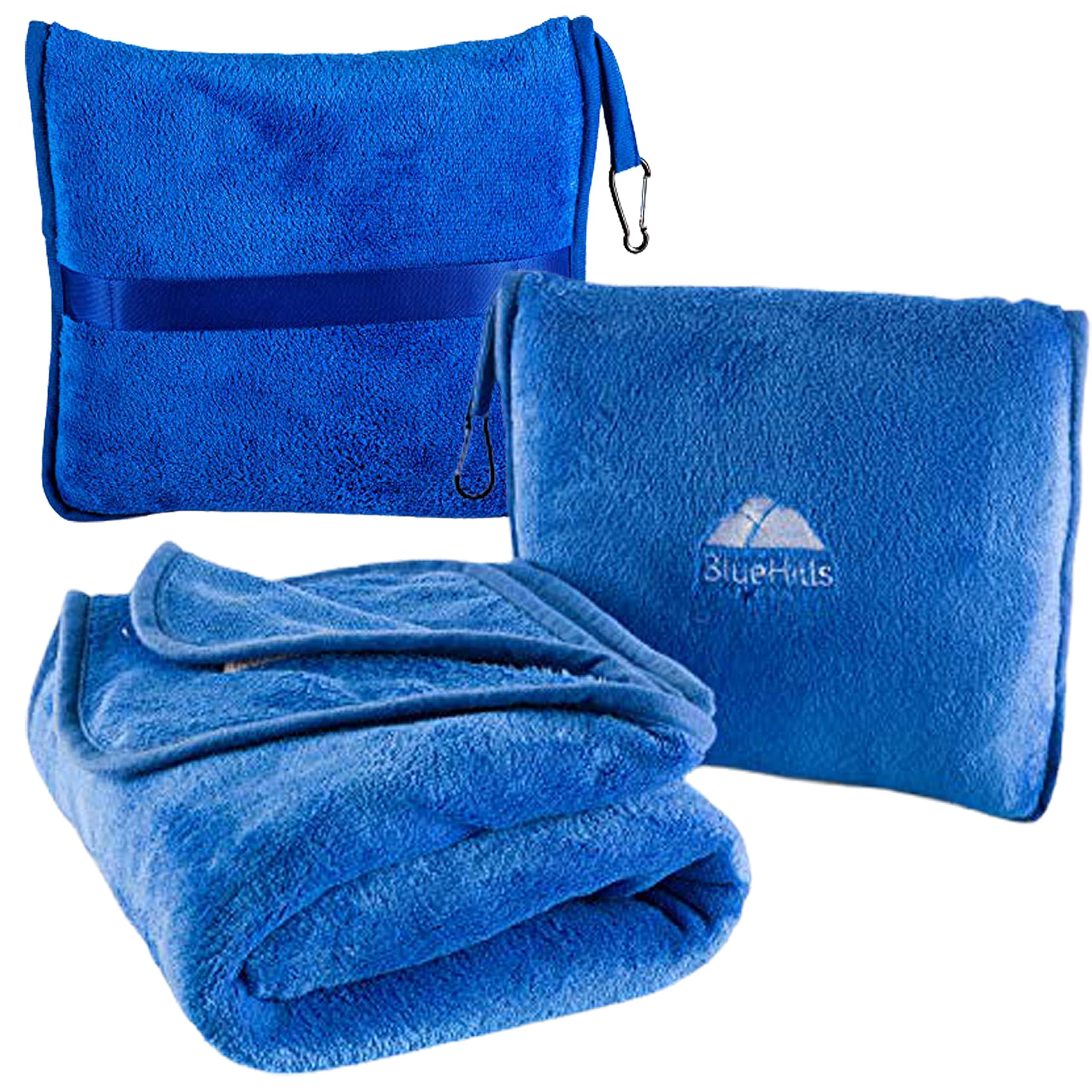 BlueHills Premium Soft Travel Blanket Pillow, Royal Blue