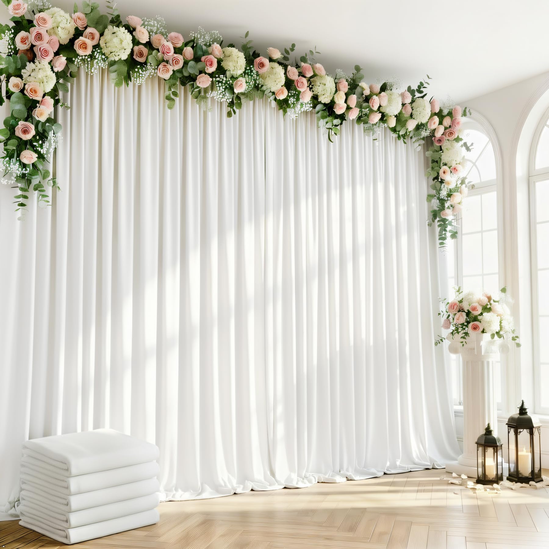 HAEFOO White 20x10FT Backdrop Curtain