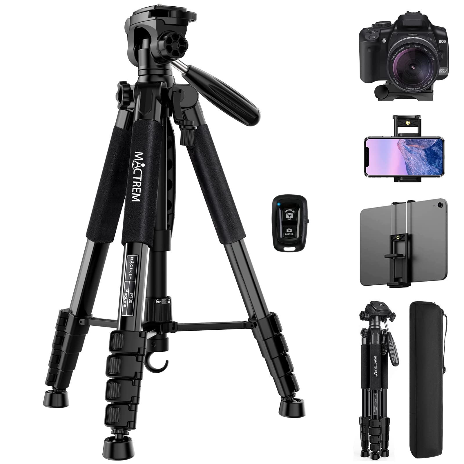 MACTREM 75-Inch Aluminum Tripod