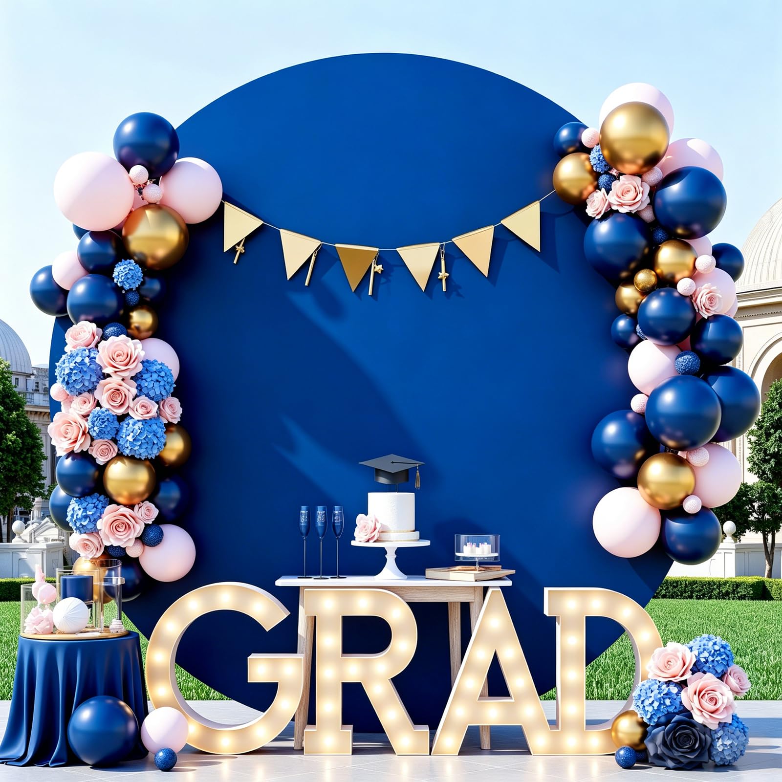 Gallety Royal Blue Round Backdrop Cover, 7.2 ft