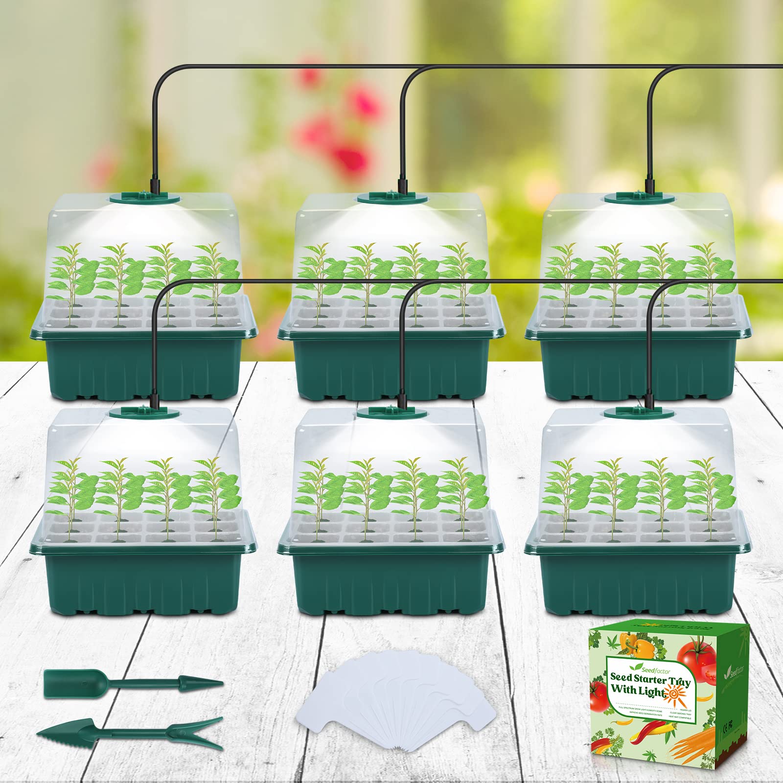 Seedfactor Seed Starter Tray With Light, 6PCS