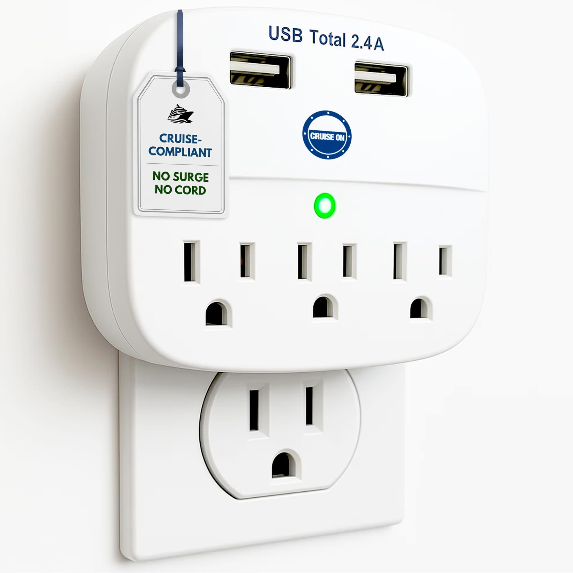 Cruise On Non-Surge Power Strip with 2 USB Ports