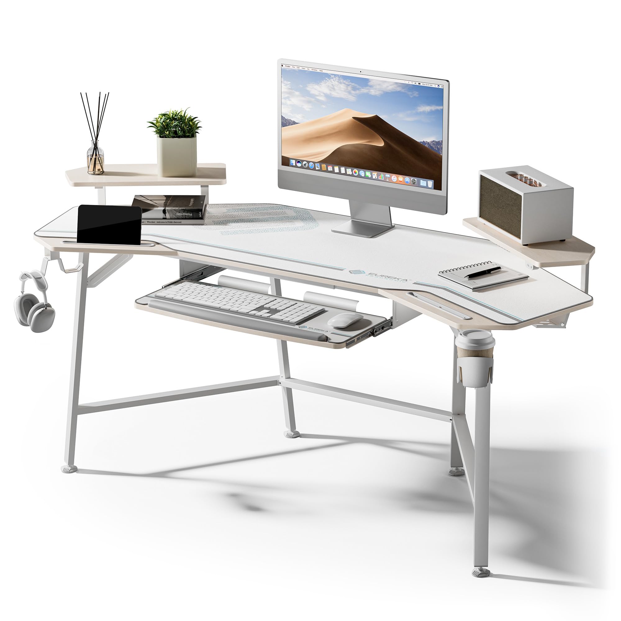 EUREKA ERGONOMIC 72-inch Wing-Shaped Desk