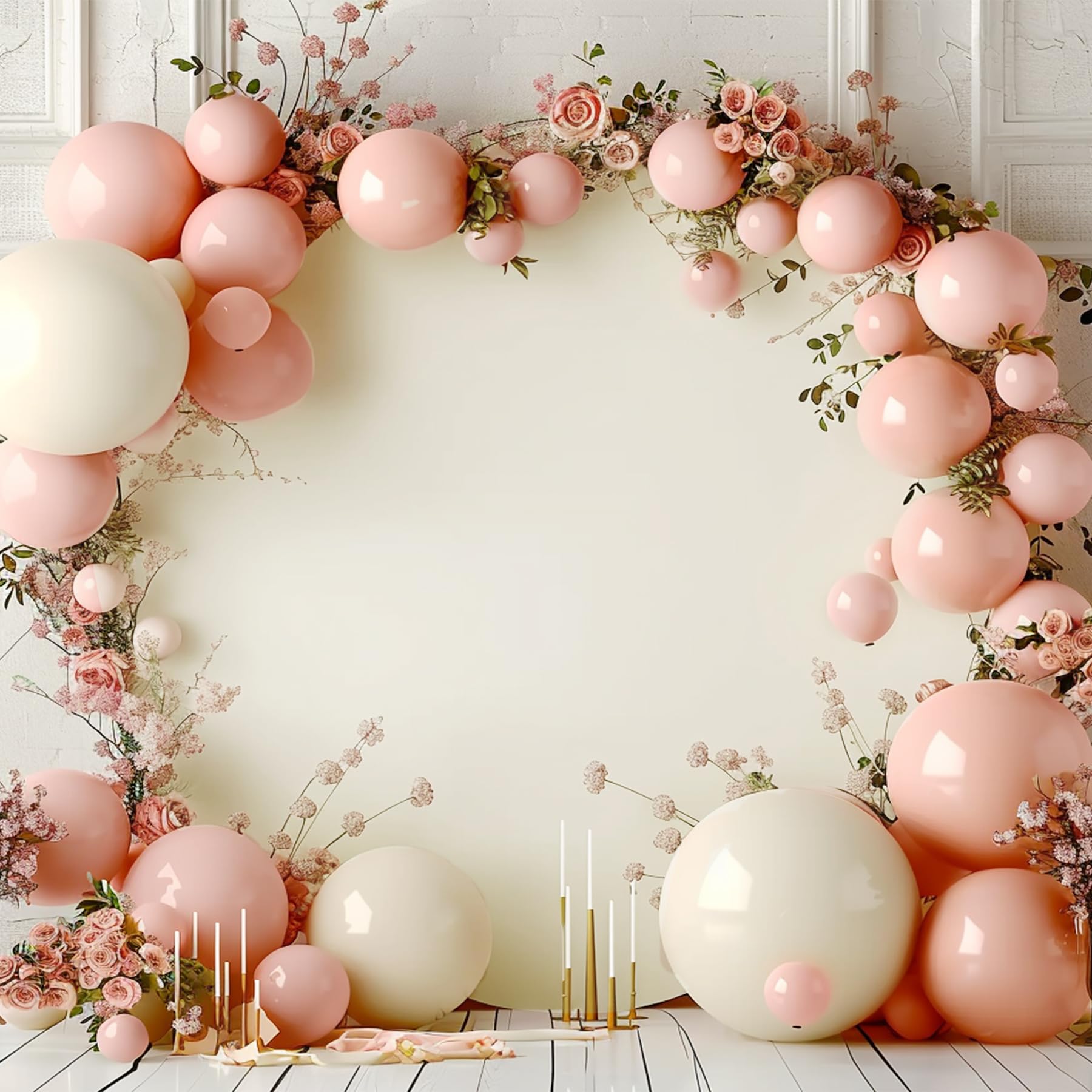 Haefoo 7.2FT Ivory Round Backdrop Cover