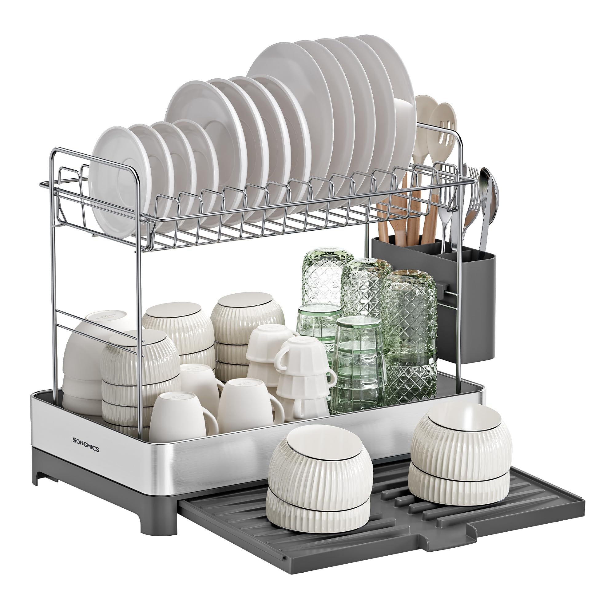 SONGMICS 2-Tier Small Dish Drying Rack