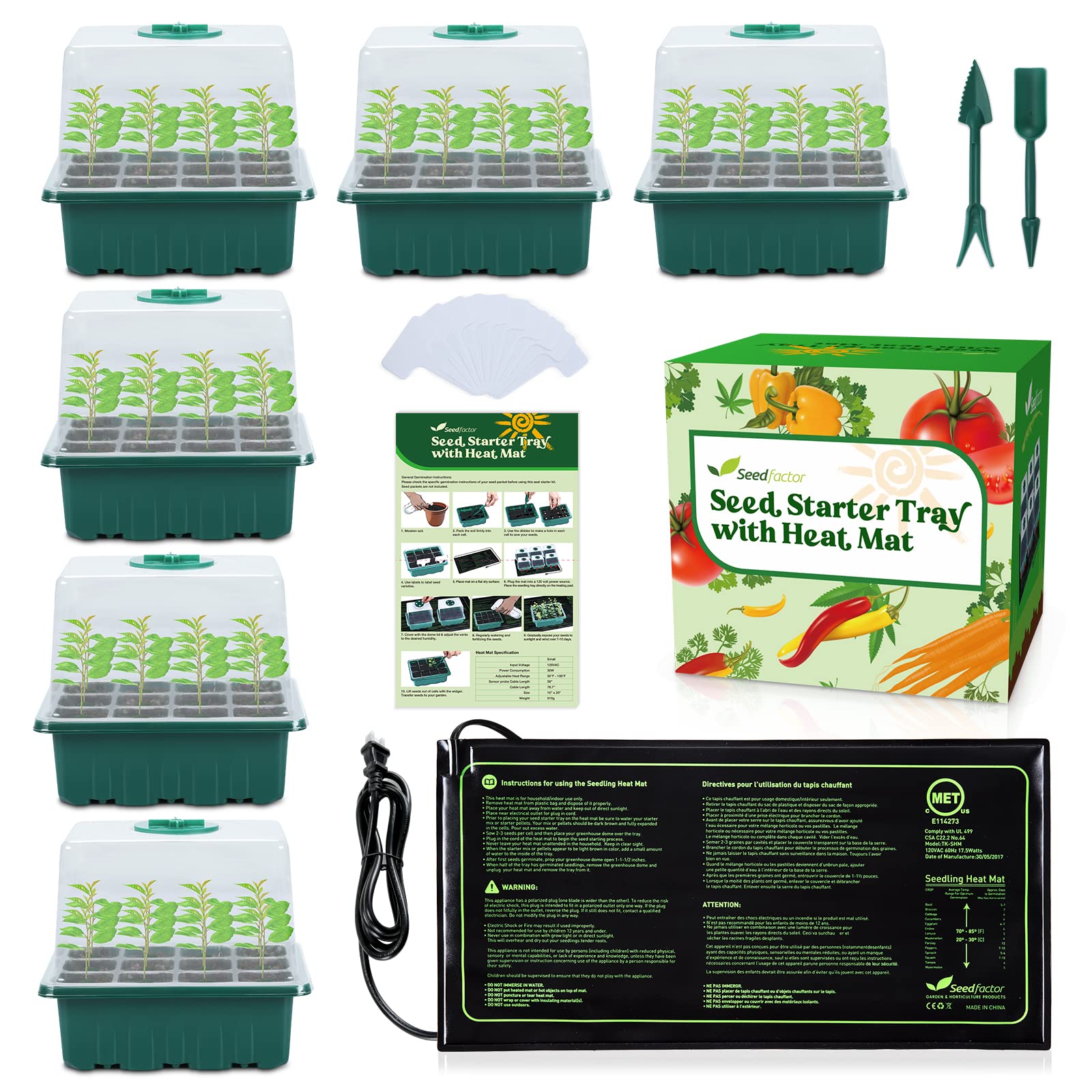 Seedfactor 7-Pack Seed Starter Tray With Heat Mat