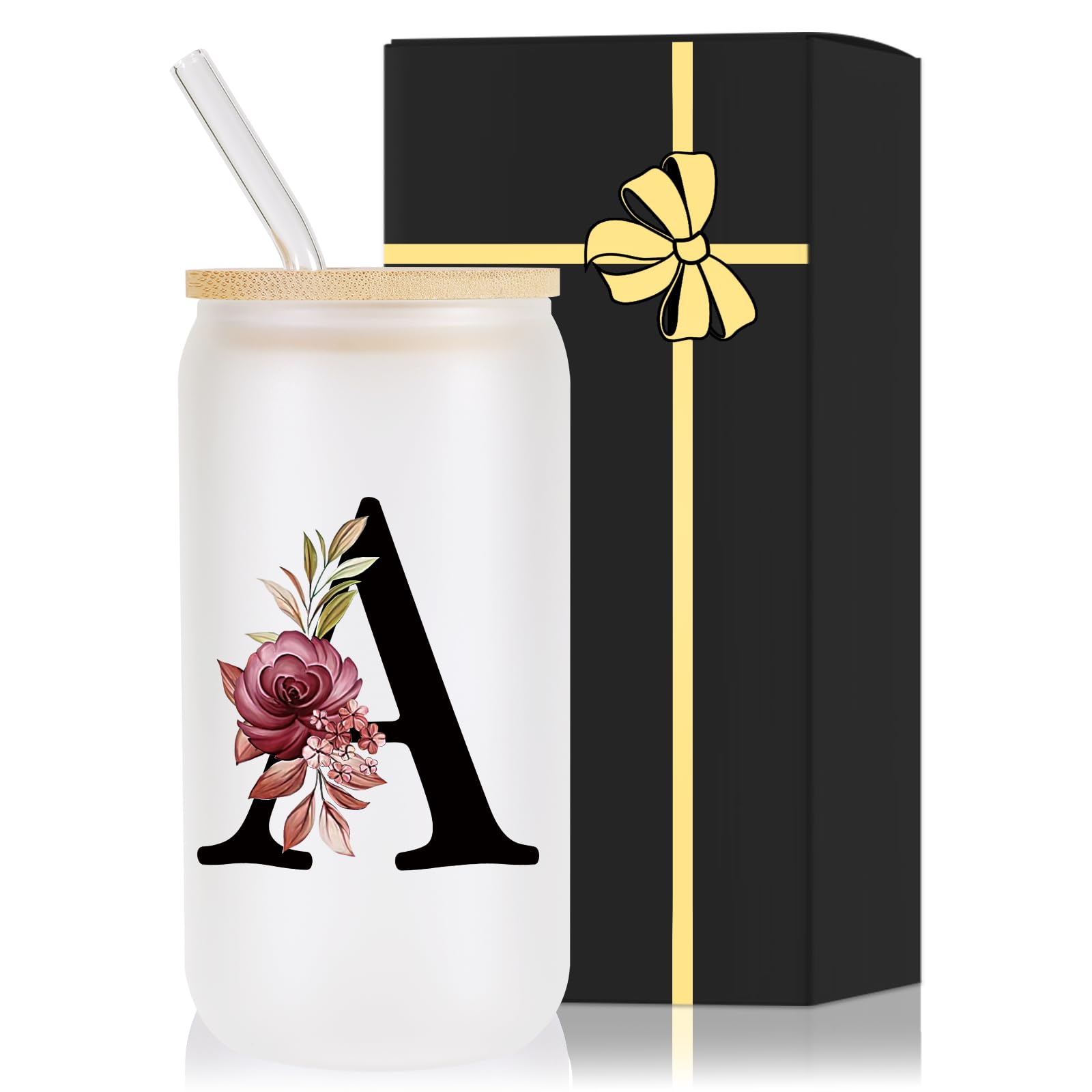 Monogrammed Frosted Glass Cup 16 oz