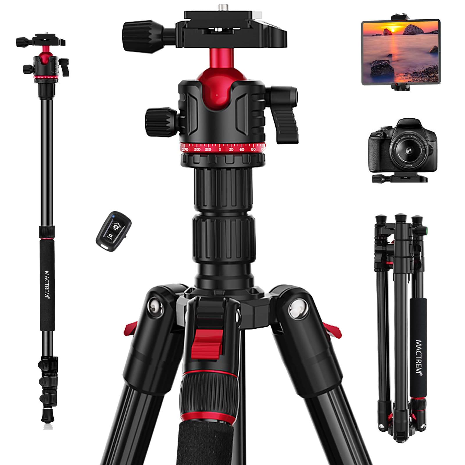 MACTREM 67-Inch Travel Tripod