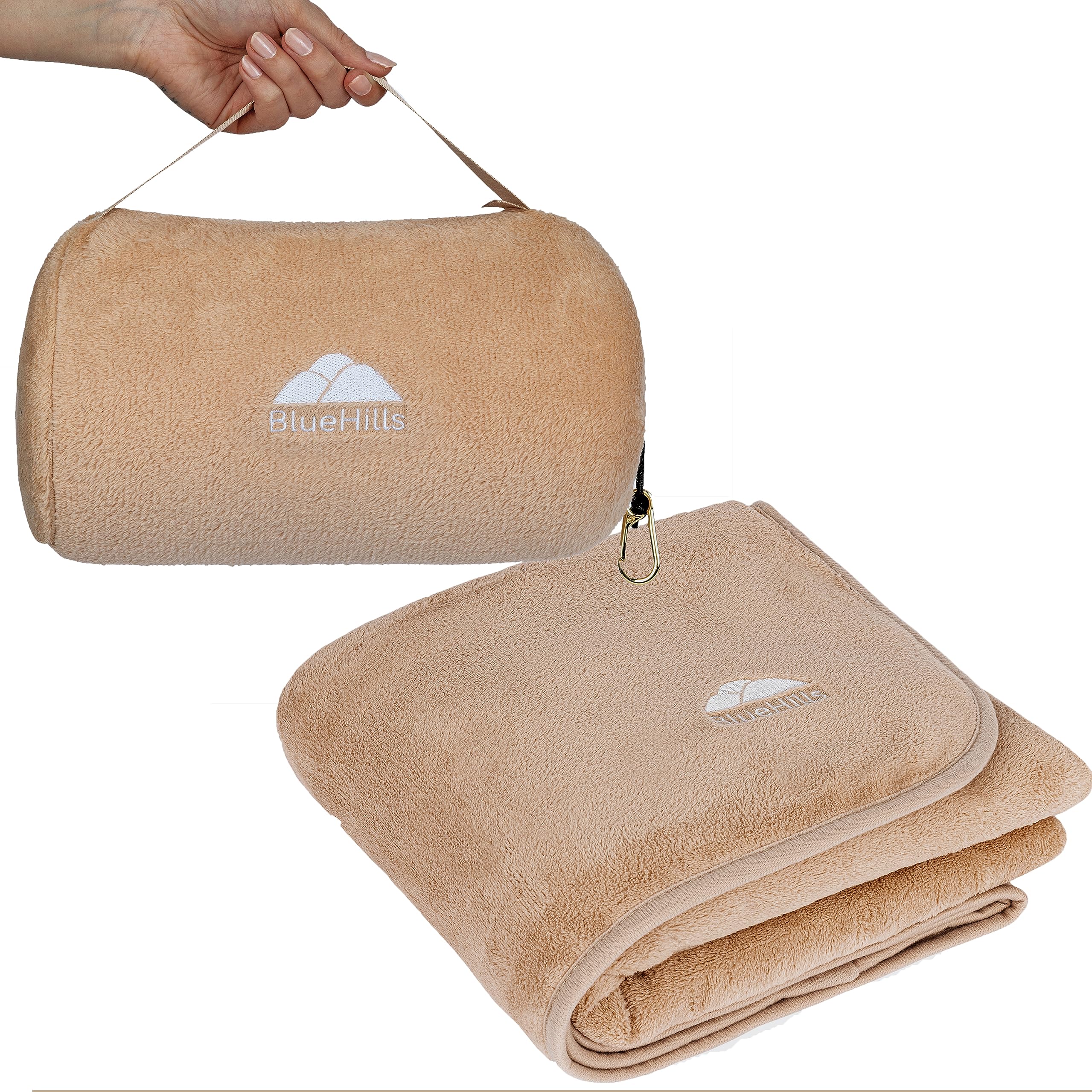 BlueHills Travel Blanket Pillow Rolled - Beige