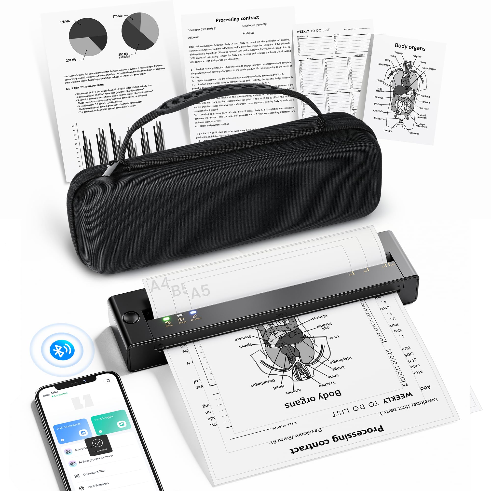 TATTMUSE A28U Printer with Case