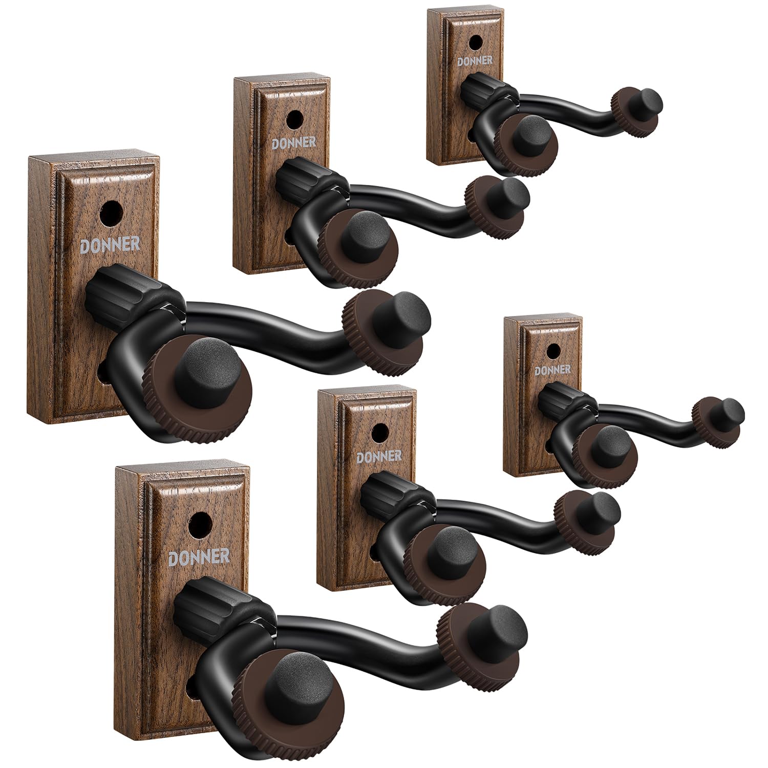 Donner Black Walnut Guitar Wall Hanger, 6-Pack