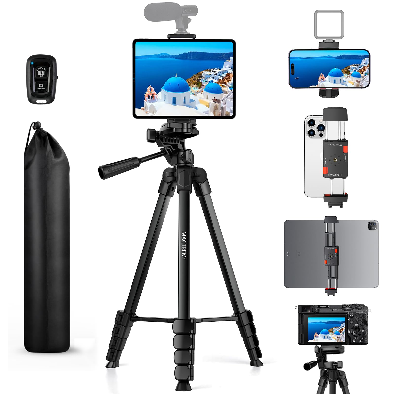 MACTREM 67-Inch Phone and Tablet Tripod Stand