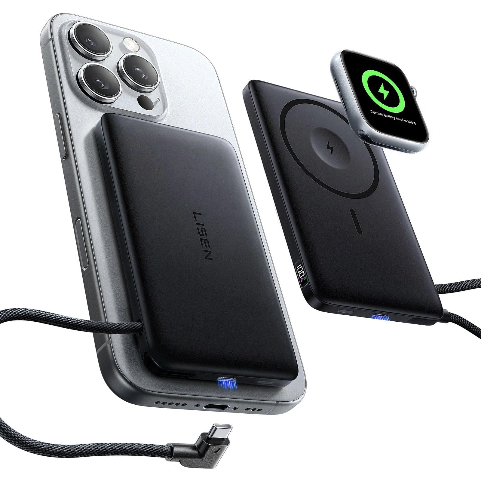 LISEN MagSafe Power Bank for iPhone and Apple Watch