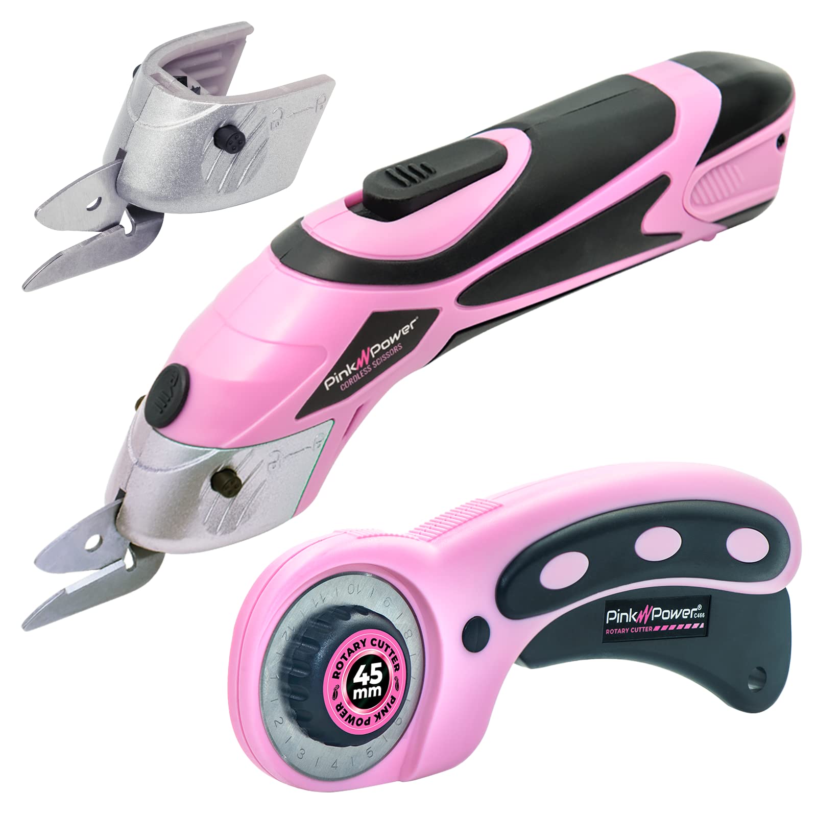 Pink Power Electric Scissors and Rotary Cutter Set