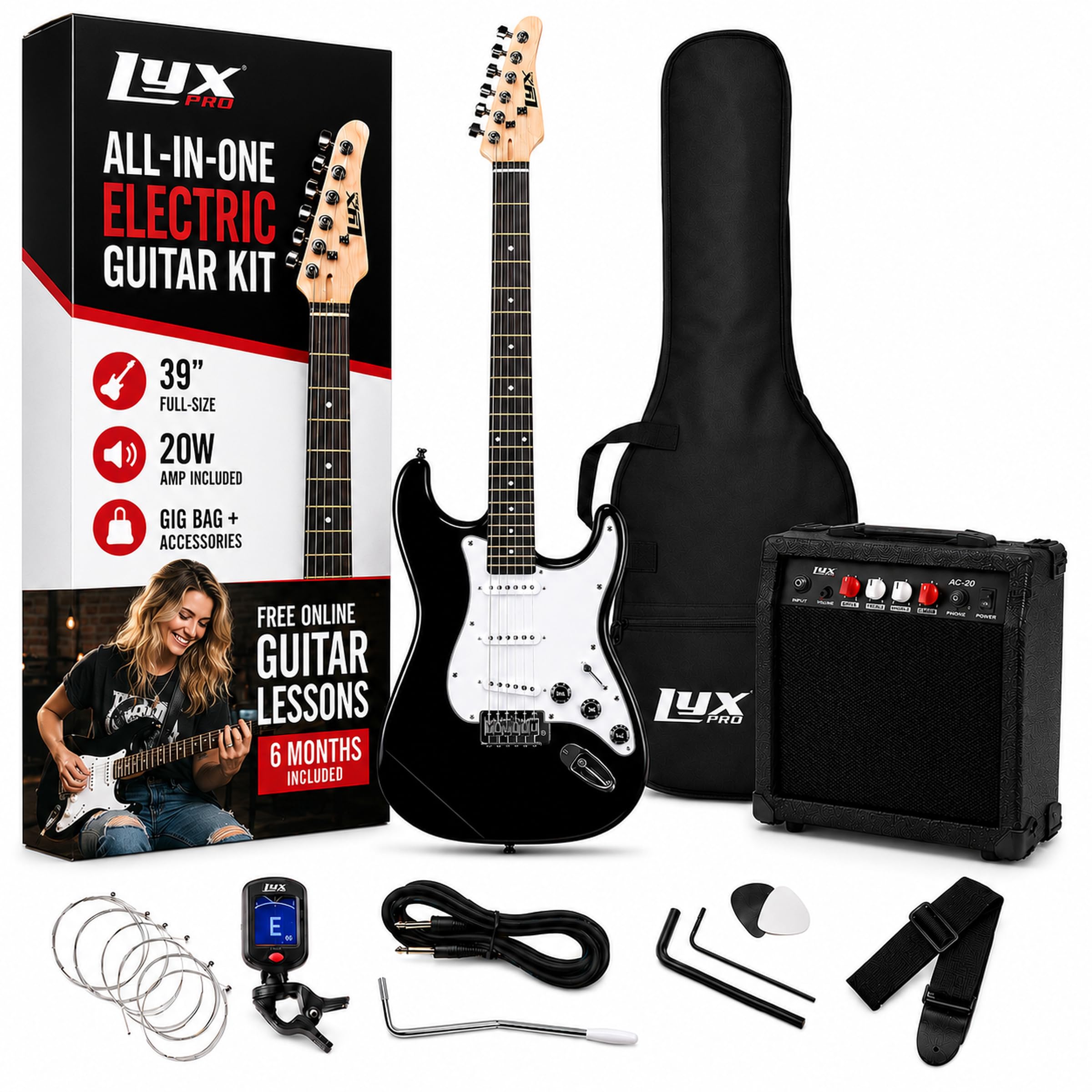 LyxPro 39-Inch Electric Guitar Beginner Kit
