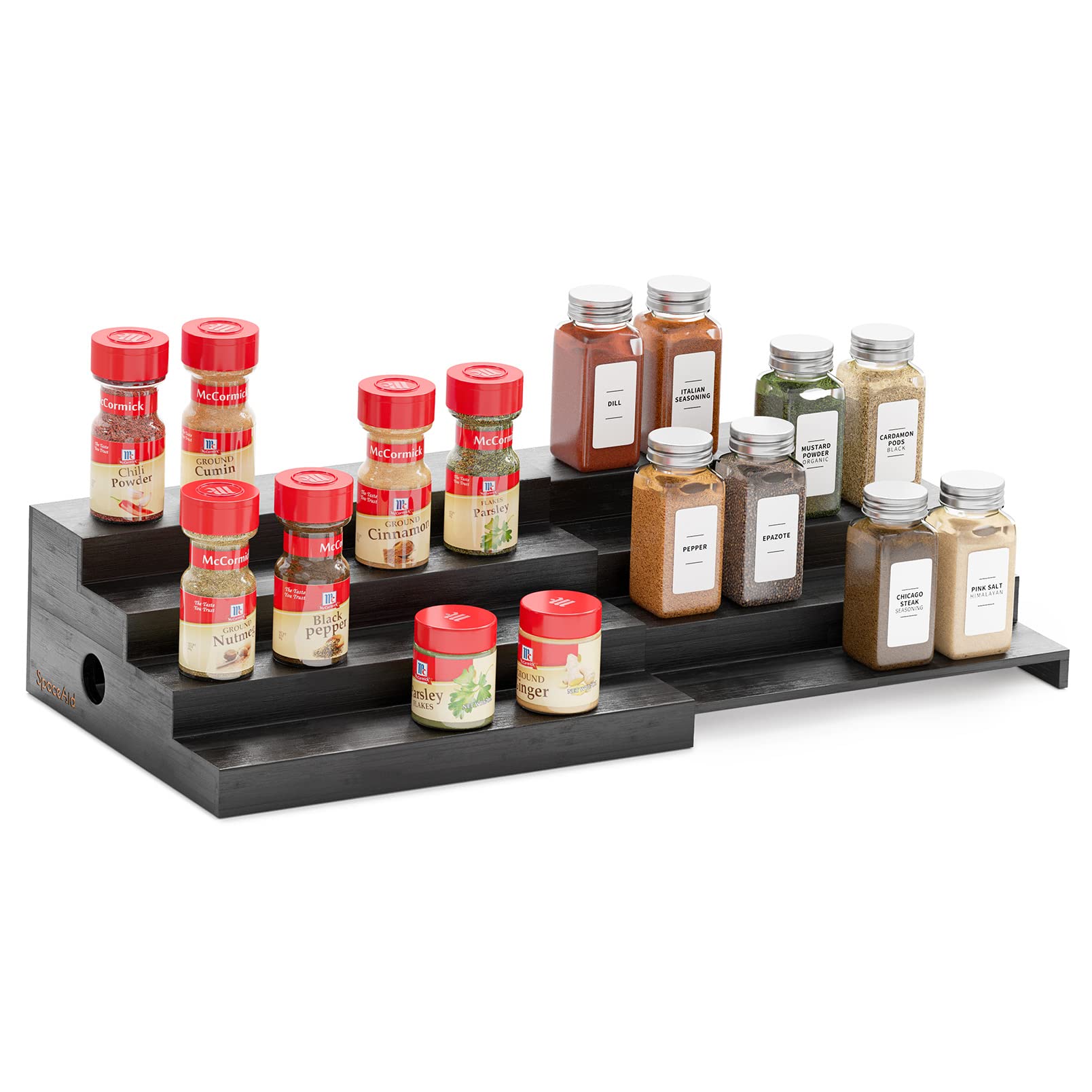 SpaceAid Expandable 4-Tier Bamboo Spice Rack